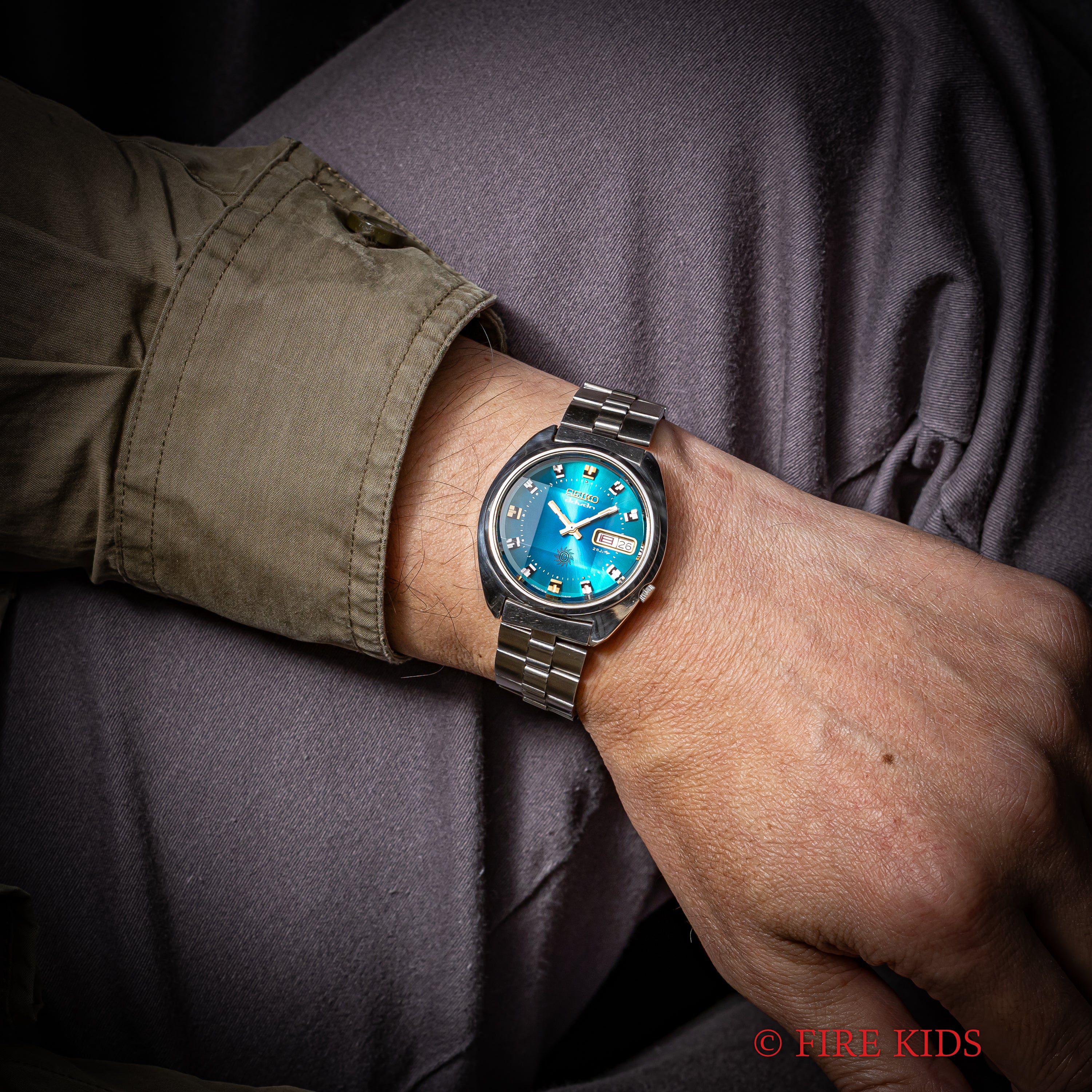 セイコー アドヴァン 1973年製 Ref.7019-7290 デイデイト ブルーグリーンダイヤル カットガラス 純正ブレス