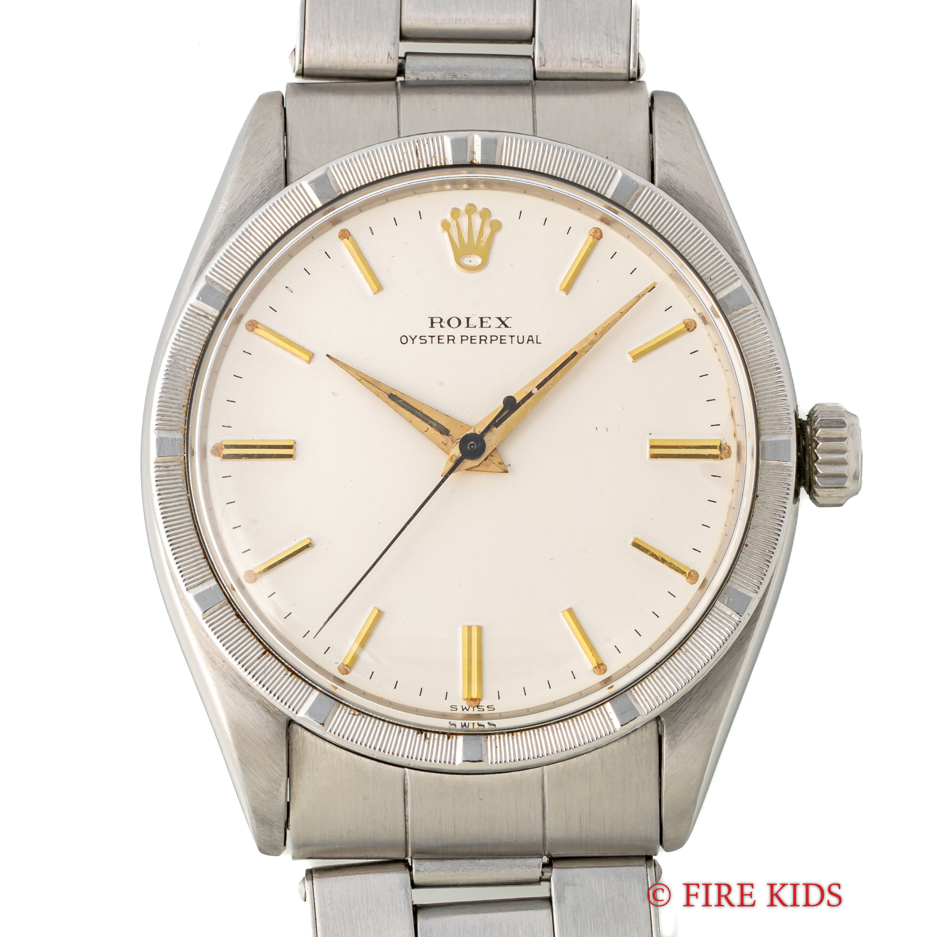 ロレックス オイスターパーペチュアル 1959年製 Ref.1007最初期型 ホワイトダイヤル 純正リベットブレス