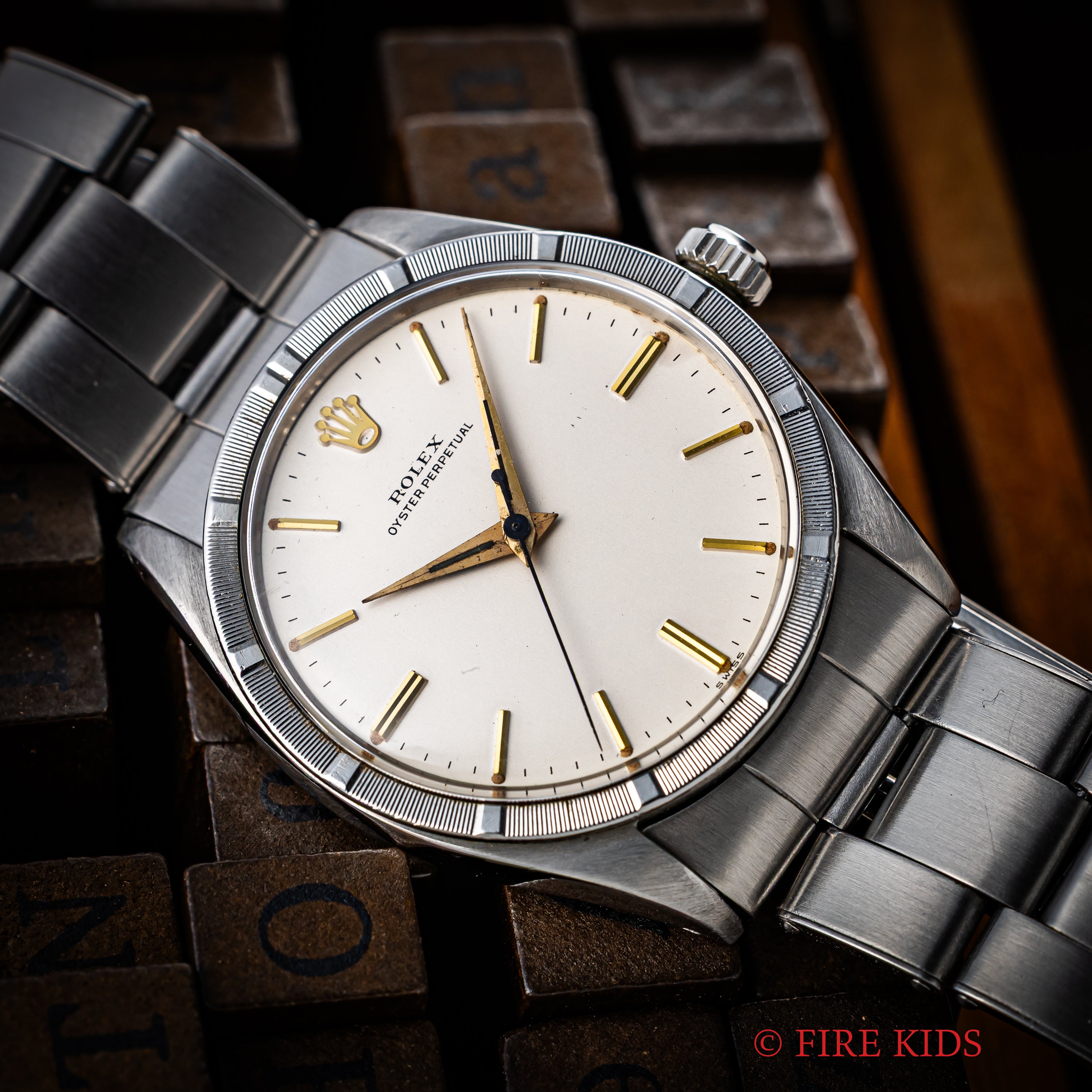 ロレックス オイスターパーペチュアル 1959年製 Ref.1007最初期型 ホワイトダイヤル 純正リベットブレス