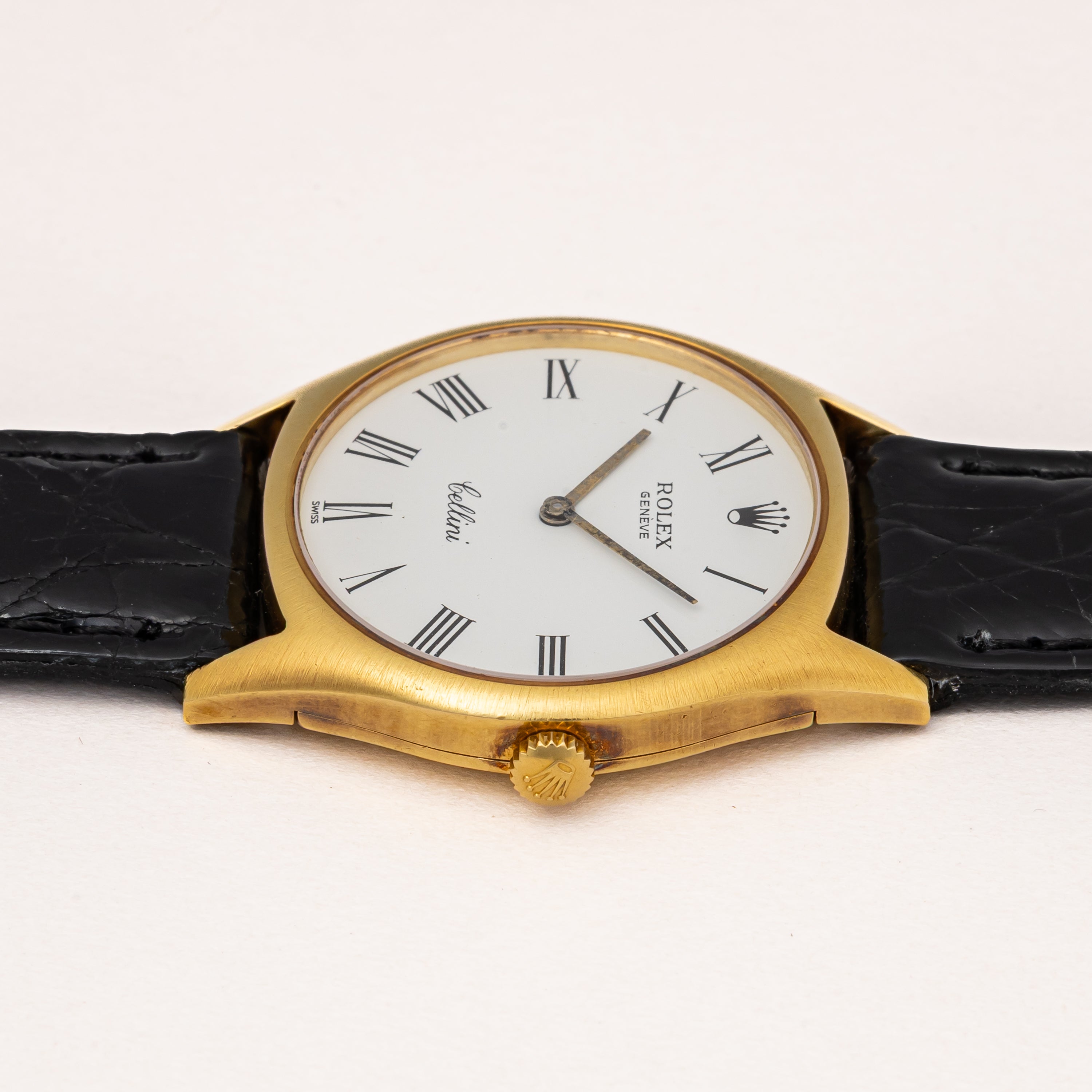 ロレックス チェリーニ 1972年製 Ref.3806 18金無垢 ホワイトローマンダイヤル 純正GF尾錠付き