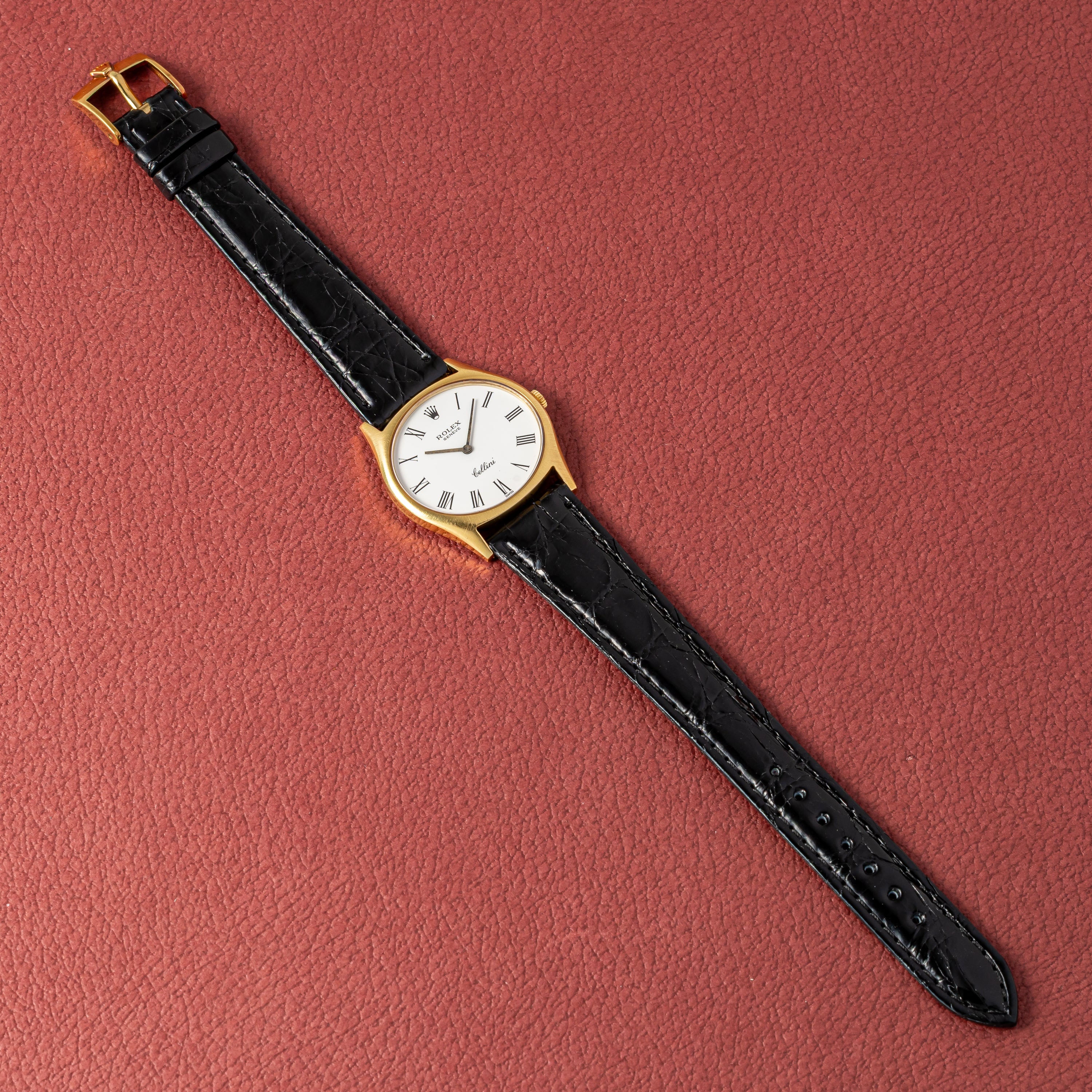 ロレックス チェリーニ 1972年製 Ref.3806 18金無垢 ホワイトローマンダイヤル 純正GF尾錠付き