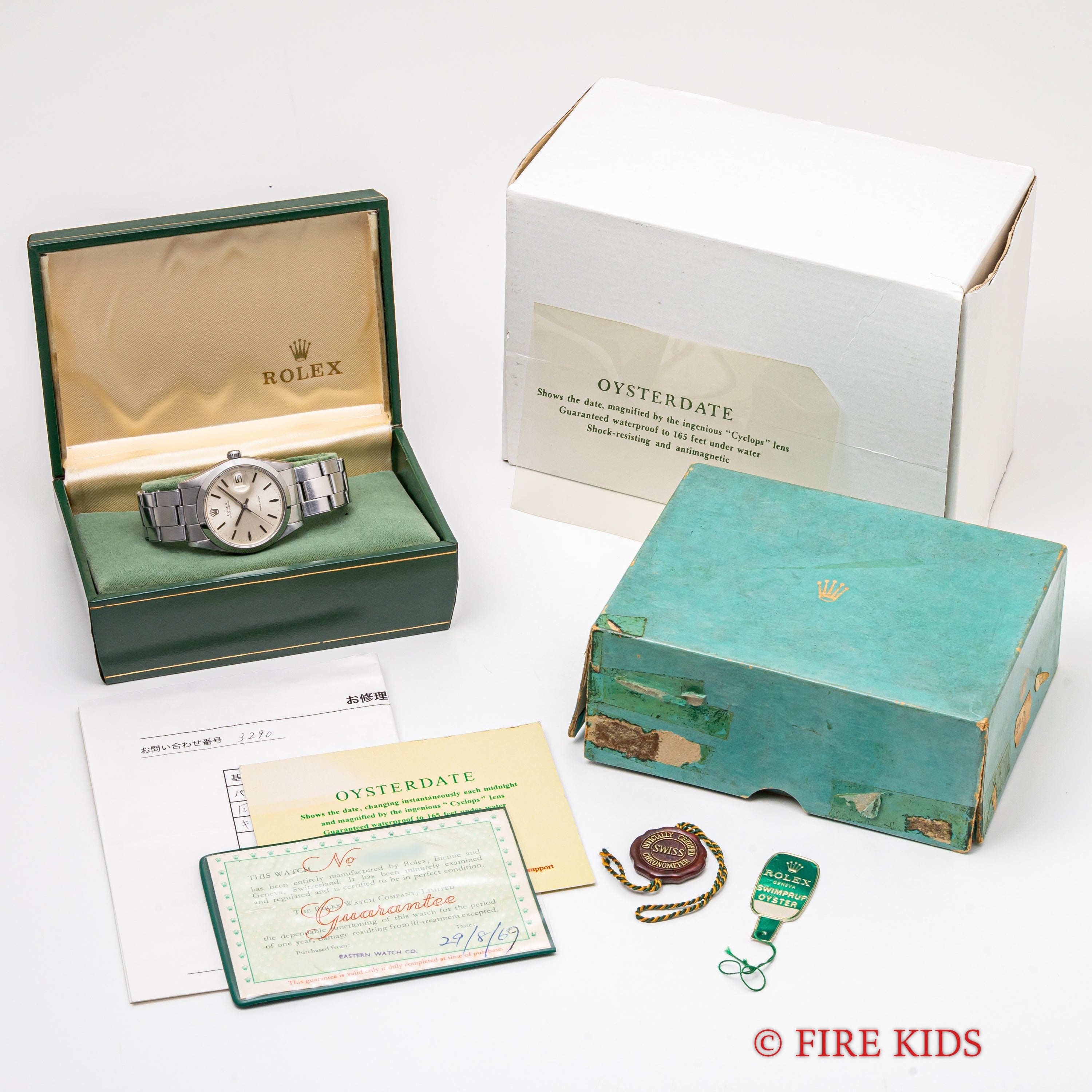 ロレックス オイスターデイト 1967年製 Ref.6694 シルバーダイヤル ブレス付き 手巻き　箱、ギャラ、タグ付き