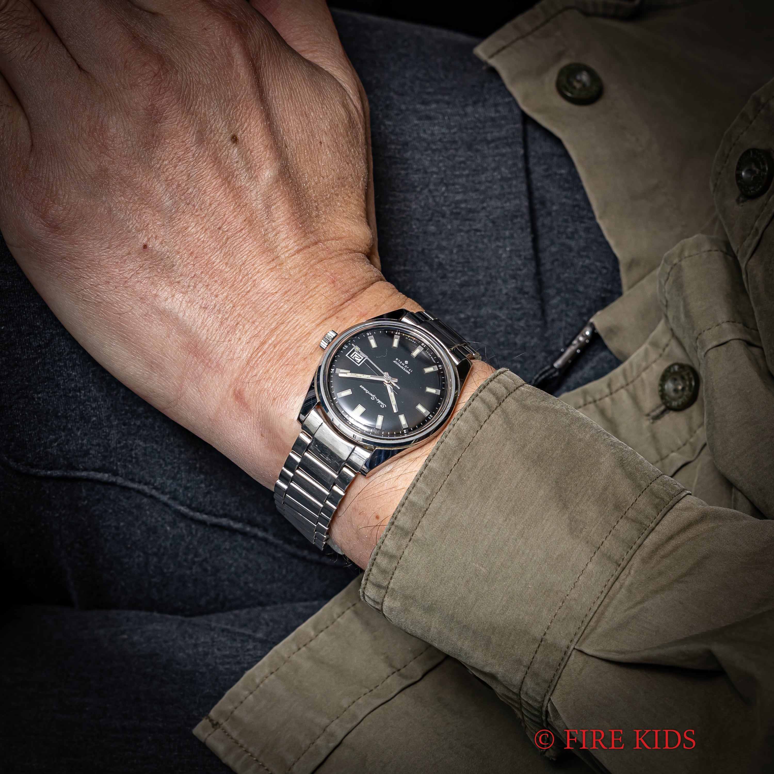 セイコー スポーツマン グレーダイヤル 1967年製 タツノオトシゴ 純正ブレス付き