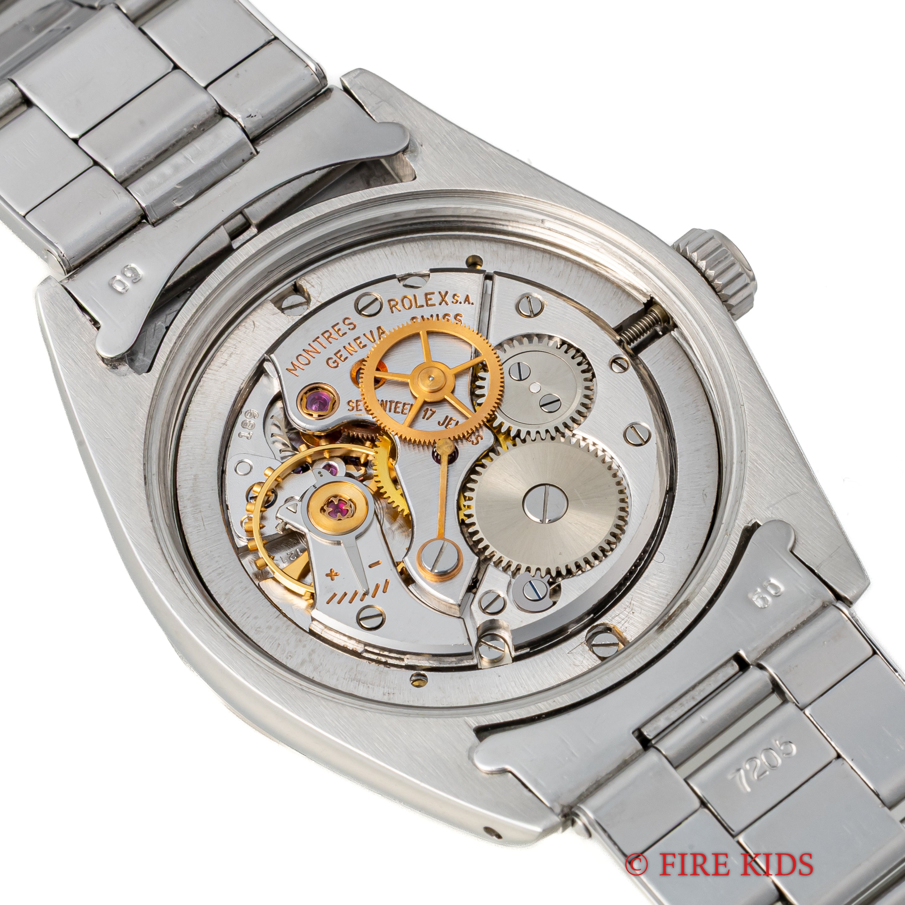 ロレックス オイスターデイト 1966年製 Ref.6694 手巻 ブラックギルトダイヤル ドーム風防 純正リベット