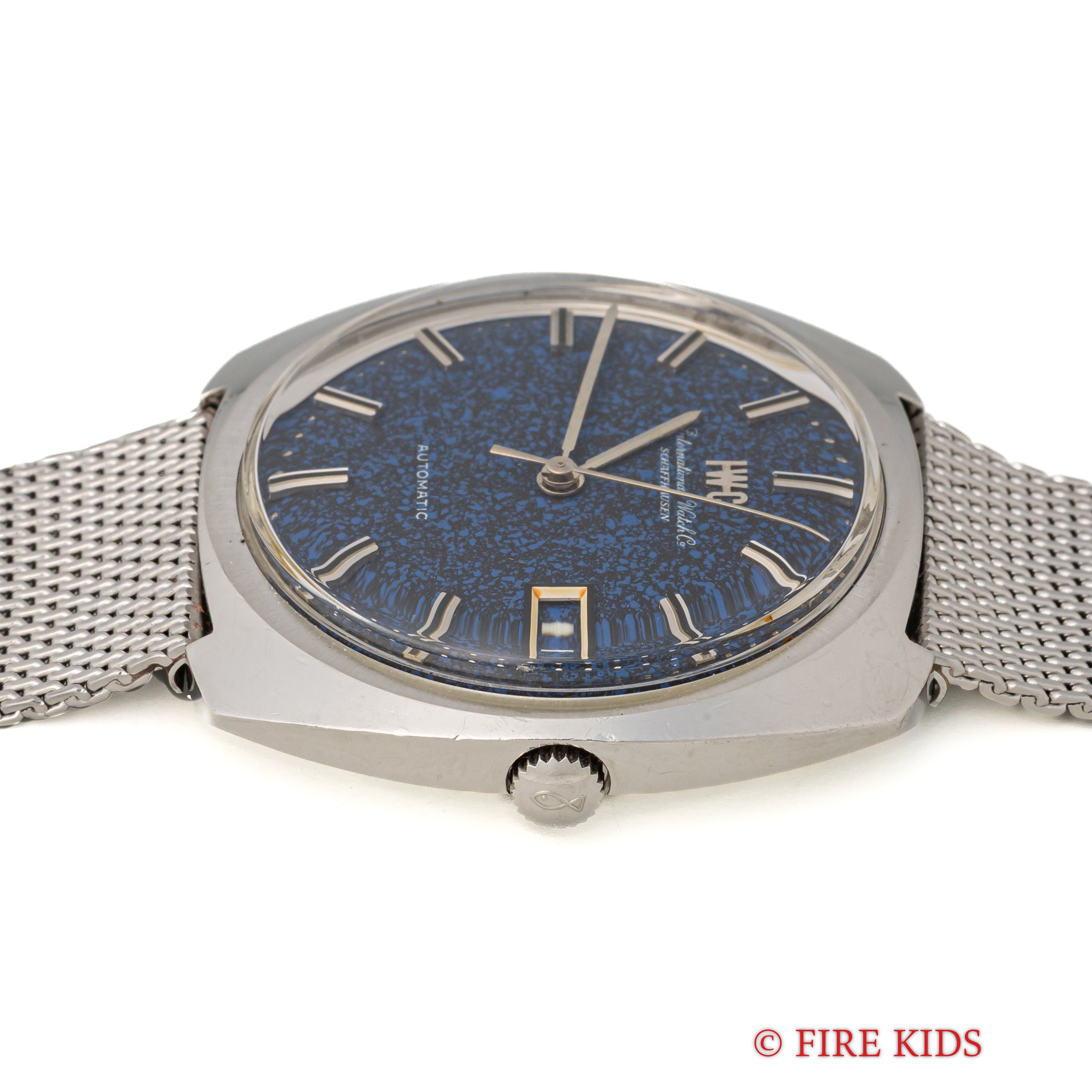 IWC ブルーマーブルダイヤル 1969年製 クッション型ケース 純正メッシュブレス Ref.R814A