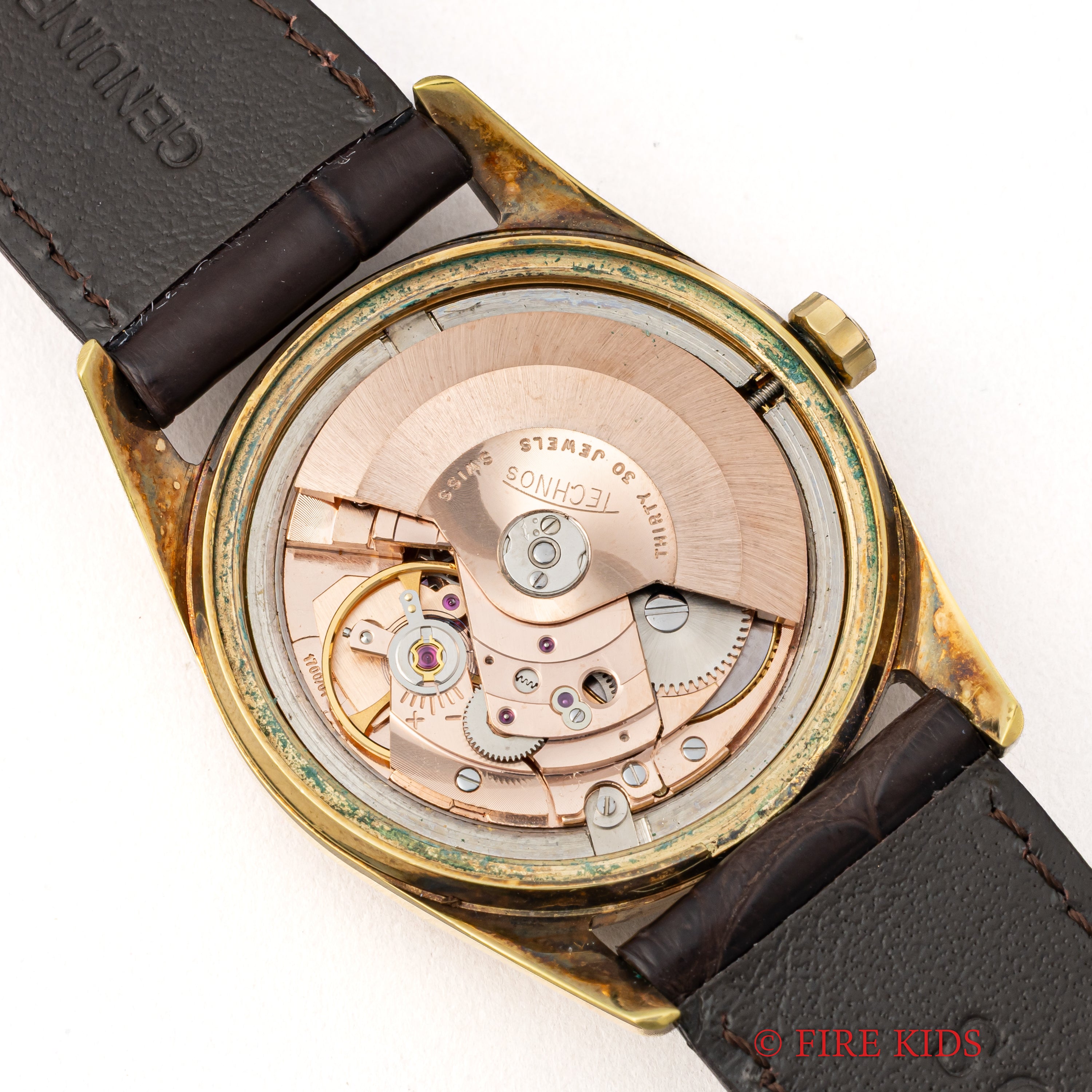 テクノス 自動巻 スターチーフ 30石 テクノス スターチーフ 赤カレンダー 1960年代製 美品 30石自動巻き