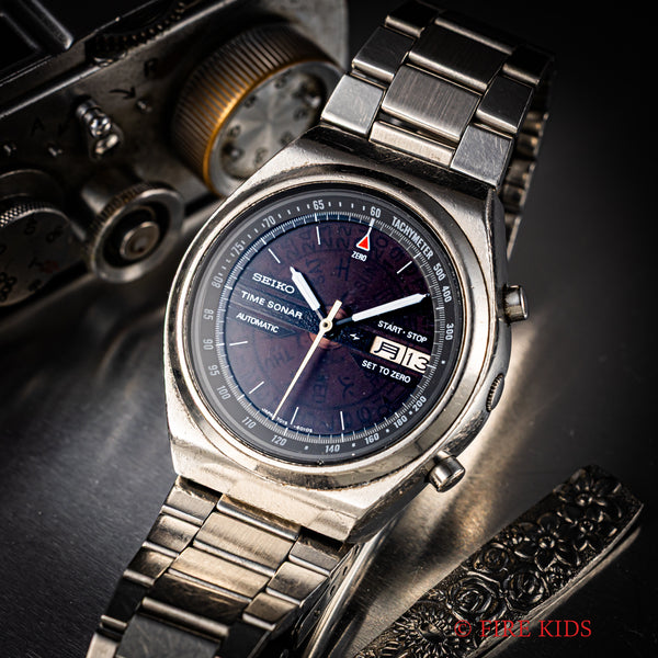 ハミロンスコープ　昭和レトロ　当時物　レア？ セイコー タイムソナー 1970年代製 Ref.7015-6010 両面スケルトン 自動