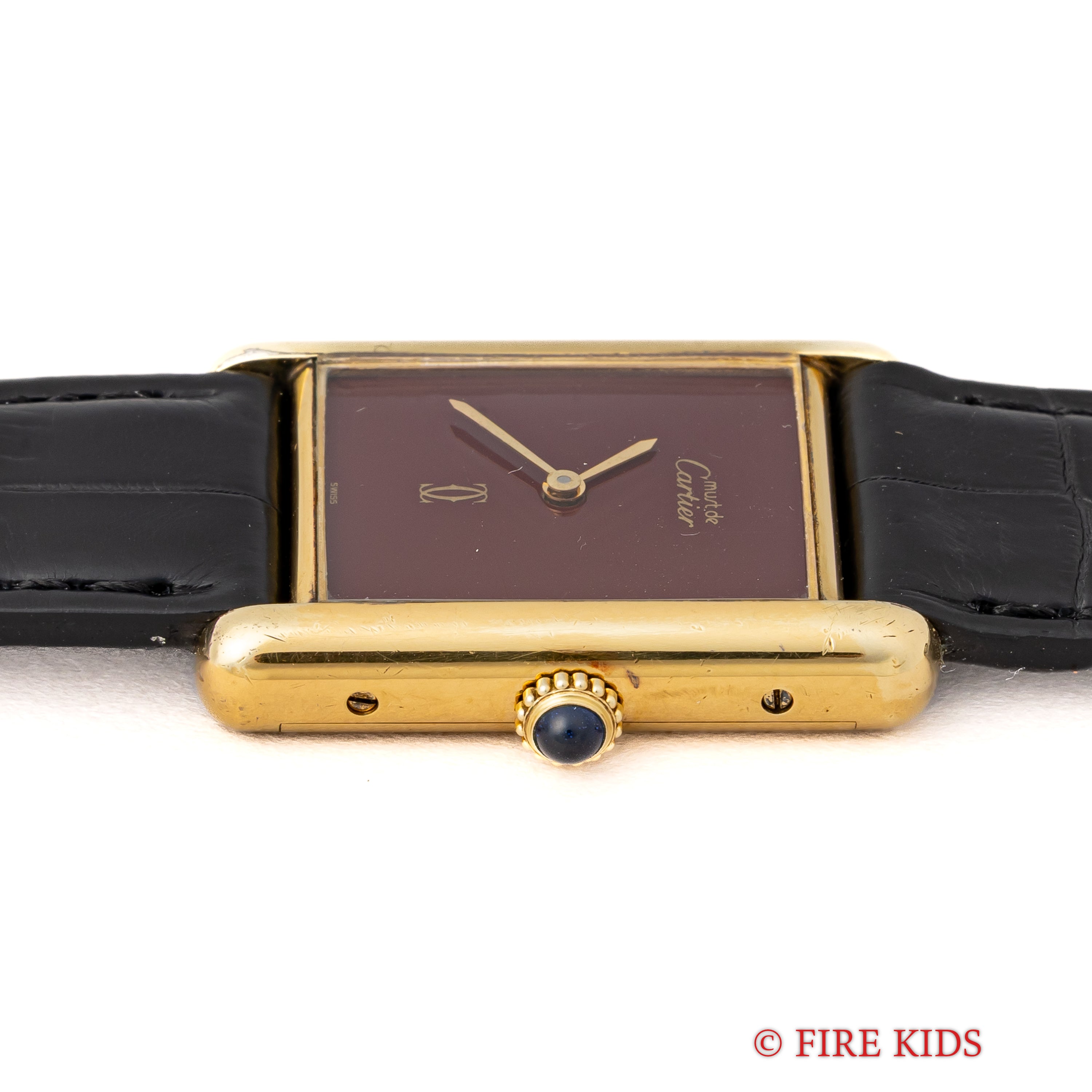 カルティエ マストタンク 1980年代製 LMサイズ 手巻き ガーネットダイヤル 純正Dバックル付き