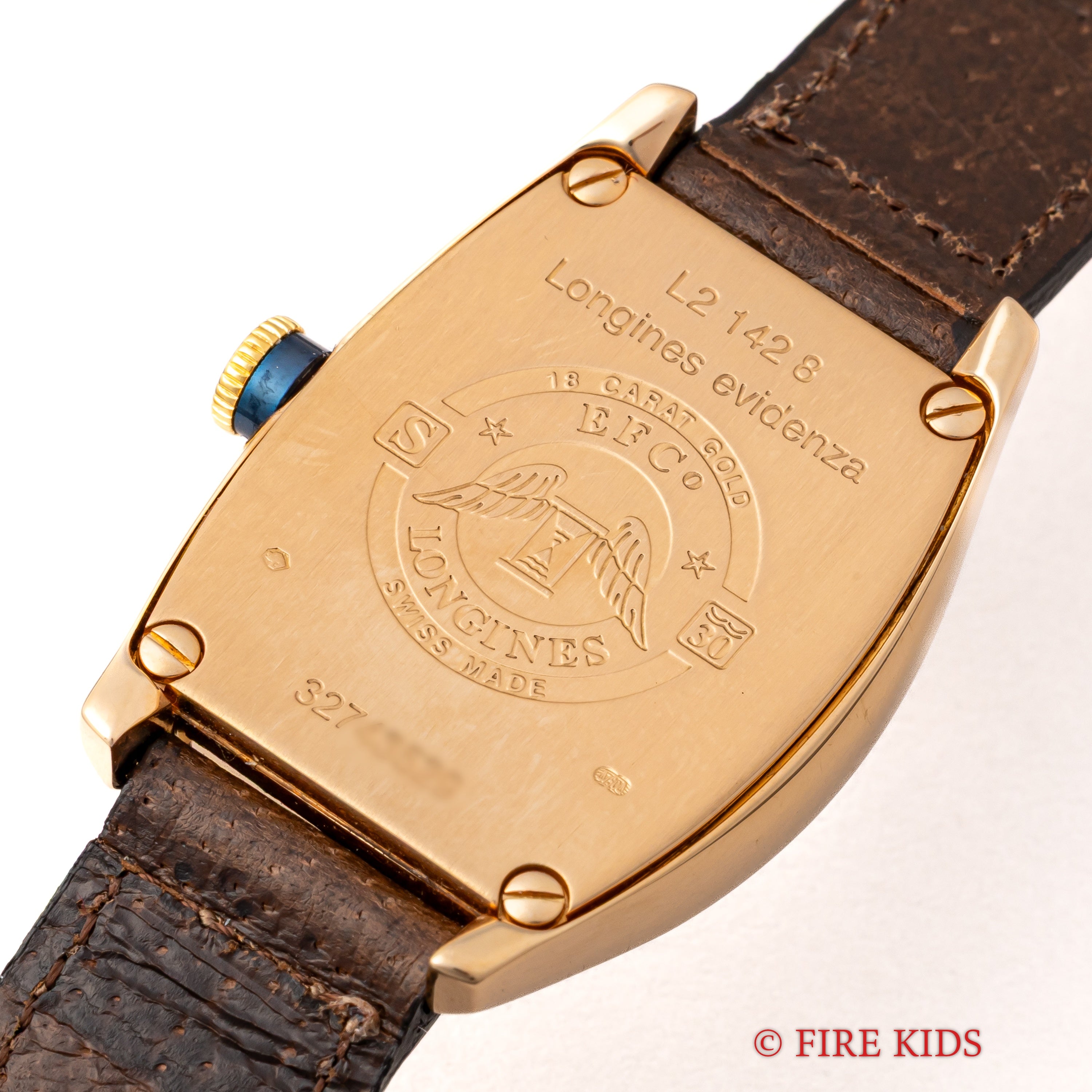 ロンジン エヴィデンツァ 1990年代製 18金無垢ピンクゴールド トノー型 純正GF尾錠付き 箱、ギャラ付き