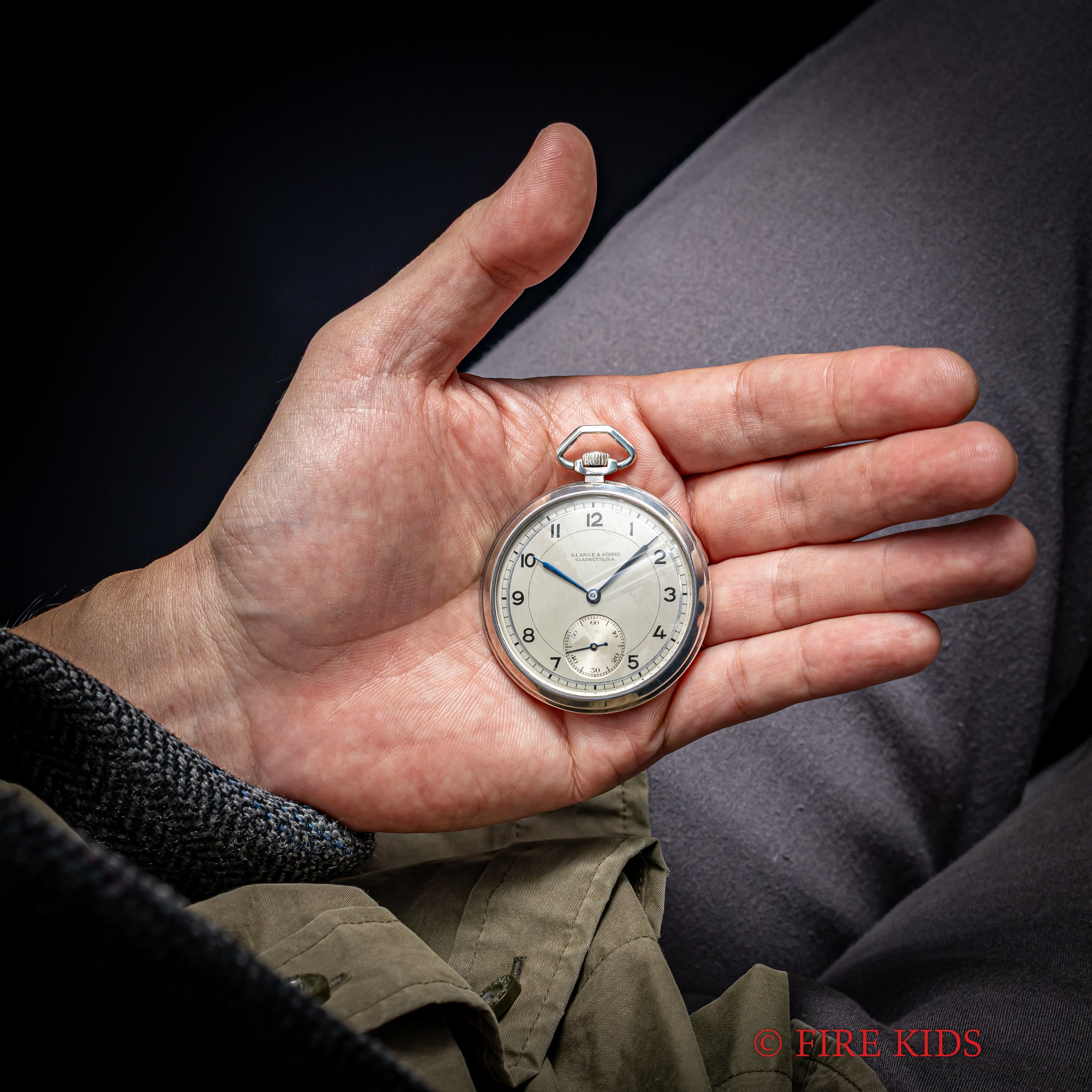 銀無垢　1930年代　LANCET A.ランゲ＆ゾーネ 銀無垢懐中時計 1930年代製 アラビアダイヤル 手巻