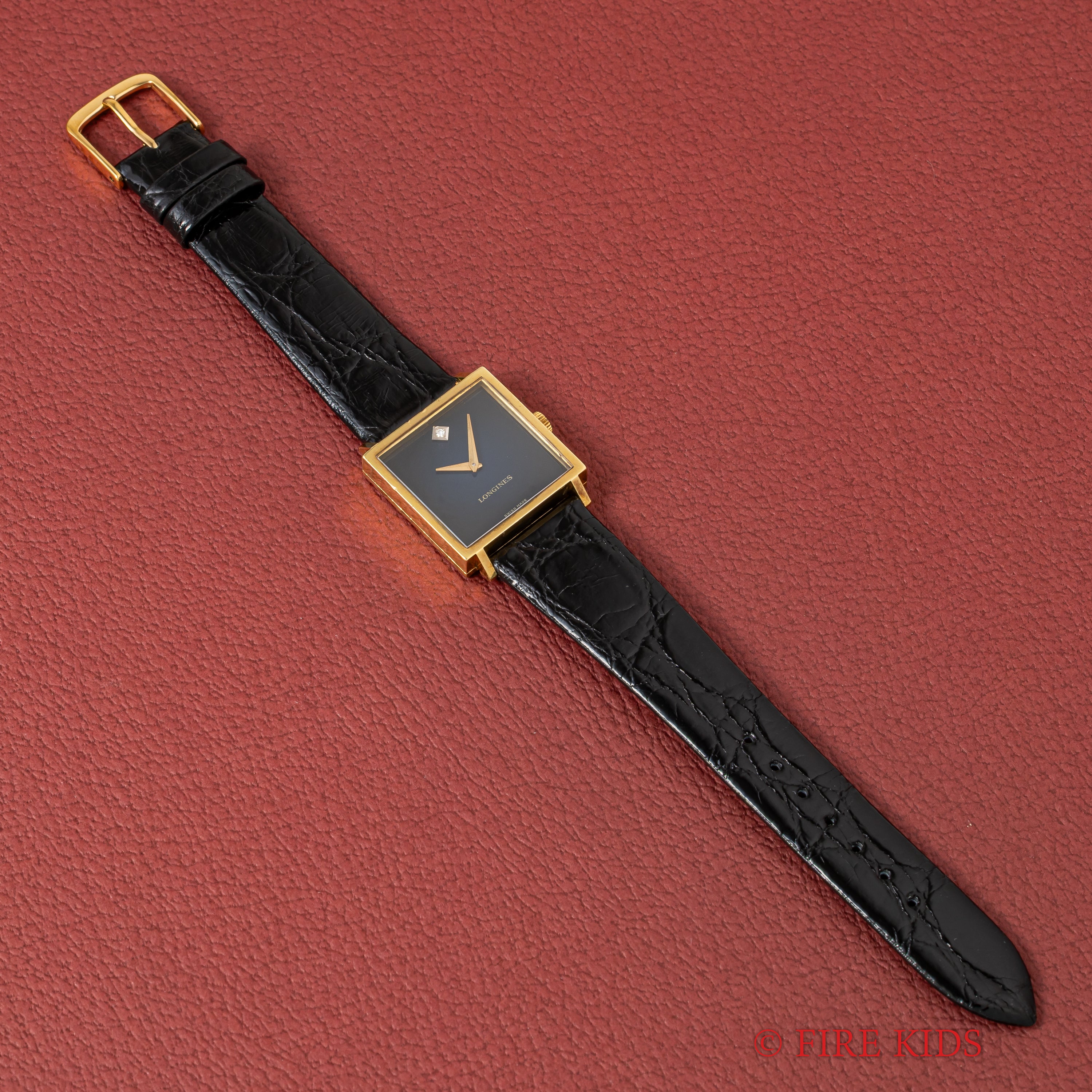 ELGIN 手巻き時計 ブラックダイヤル オレンジレザー ELGIN 手巻き時計 ブラックダイヤル オレンジレザー