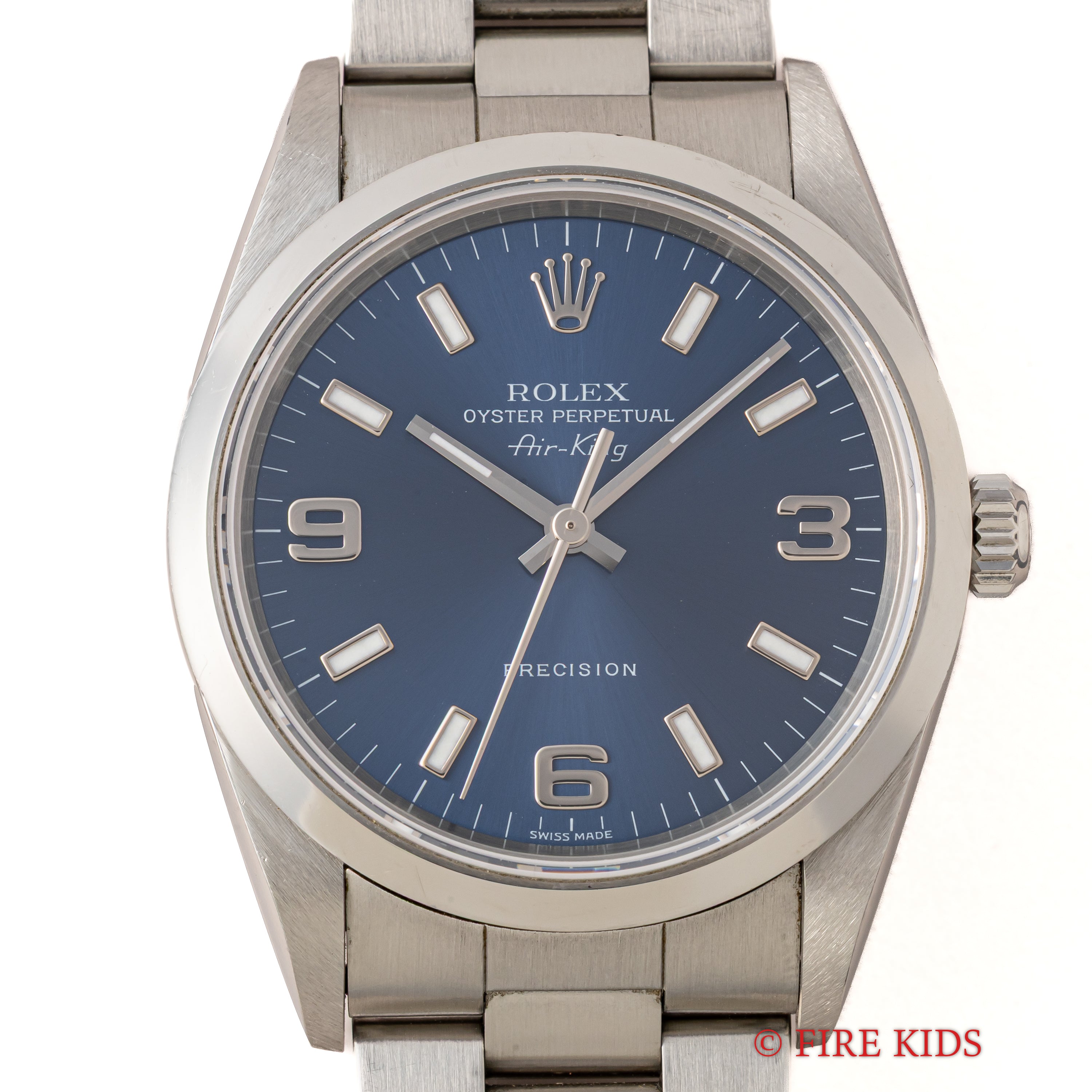 ロレックス エアキング 2001年製 Ref.14000Ｍ ブルーダイヤル Cal.3130 純正オイスターブレス