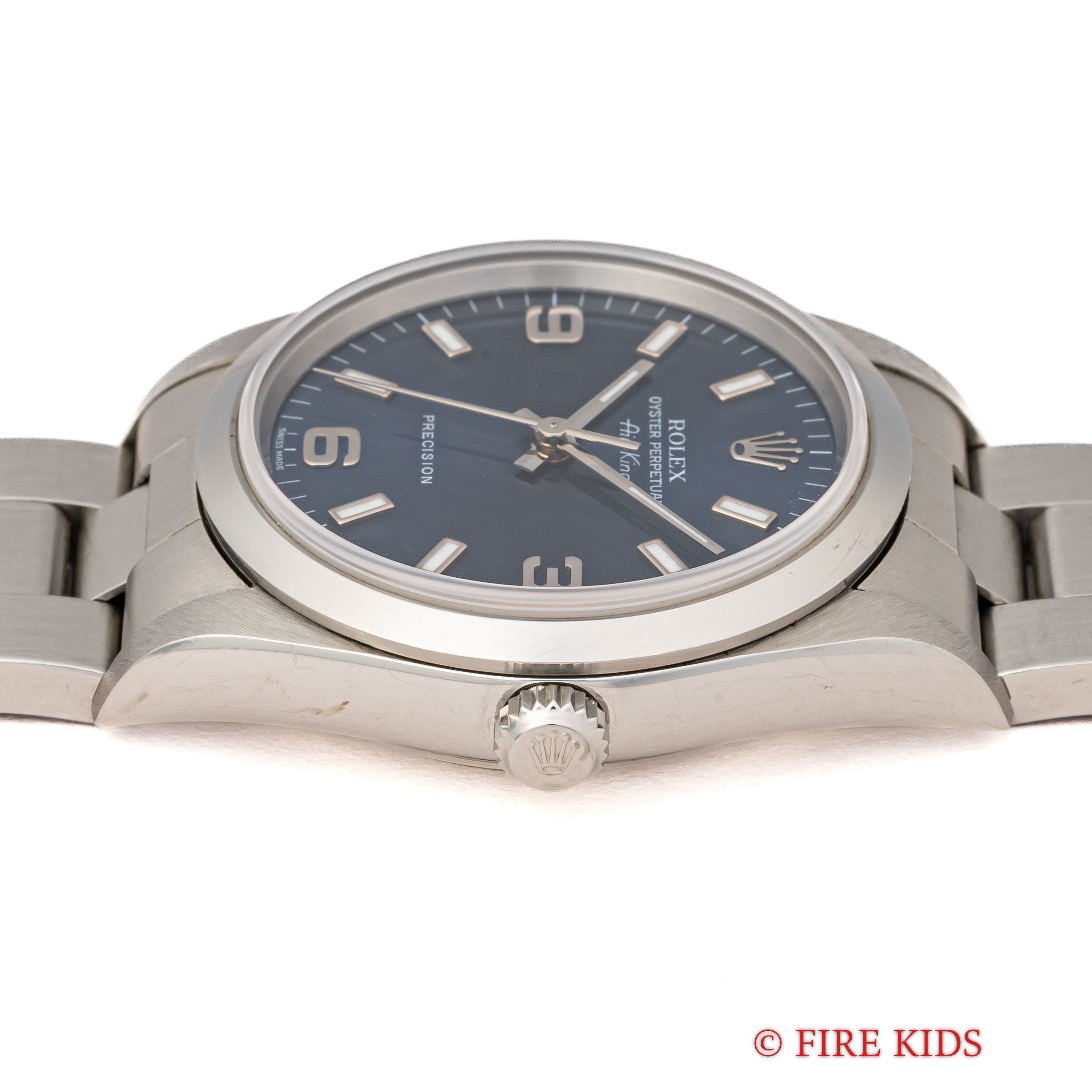 ロレックス エアキング 2001年製 Ref.14000Ｍ ブルーダイヤル Cal.3130 純正オイスターブレス