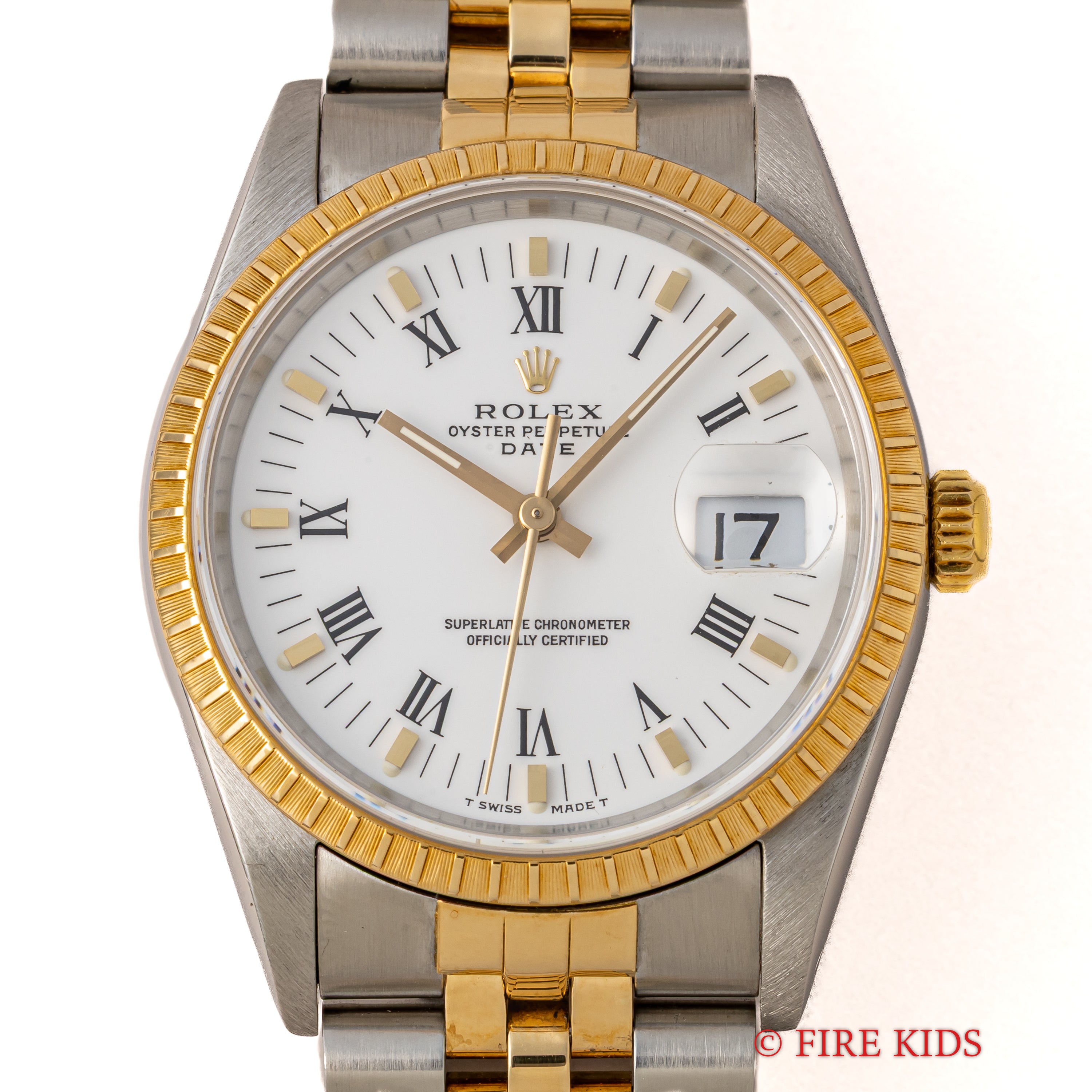 ロレックス 1989年～1990年製 オイスターパーペチュアルデイト コンビ Ref.15223 ホワイトローマンダイヤル 箱、ギャラ付