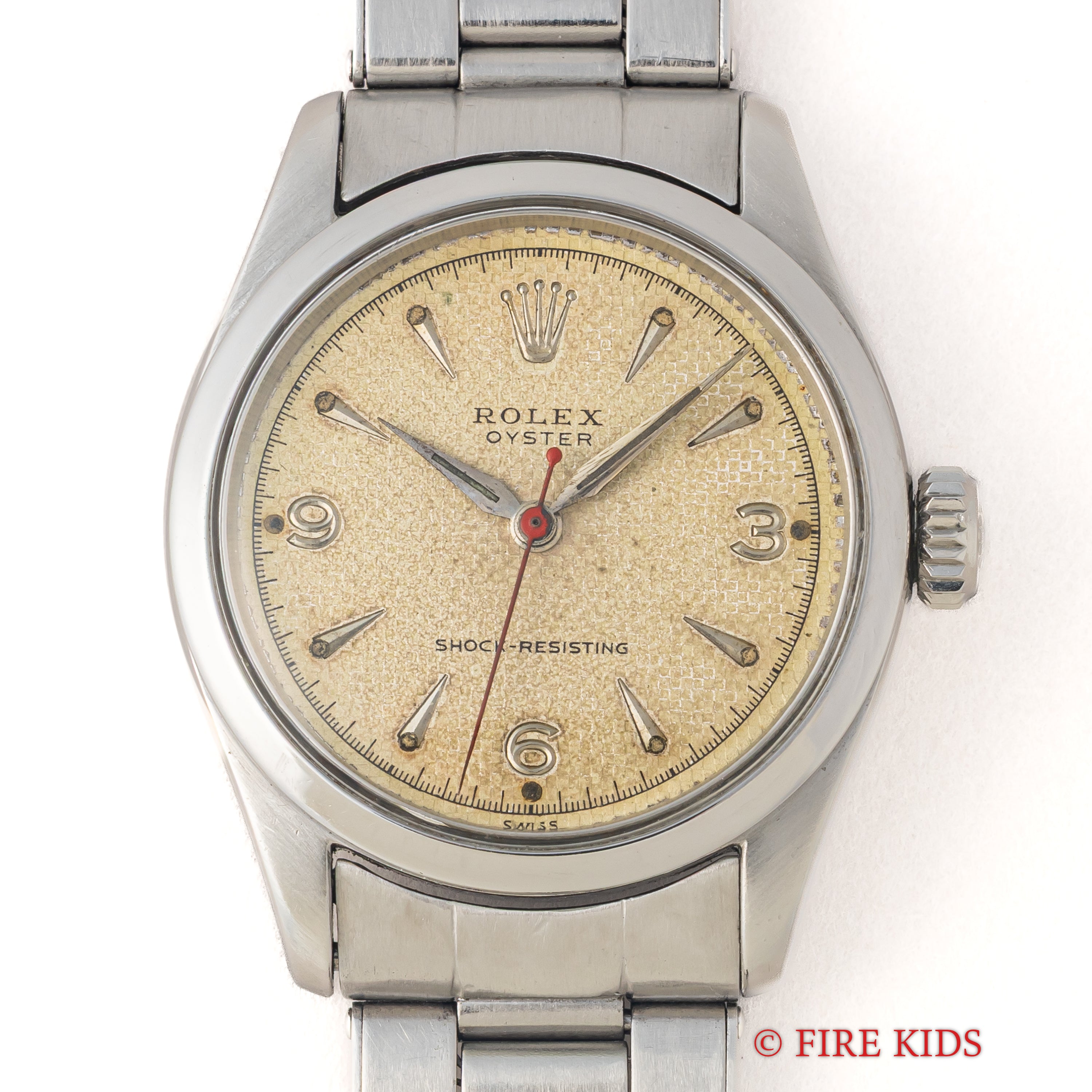 ロレックス オイスターロイヤル 手巻き 1952年製 ハニカムダイヤル Ref.6244 純正エクステンションリベットブレス