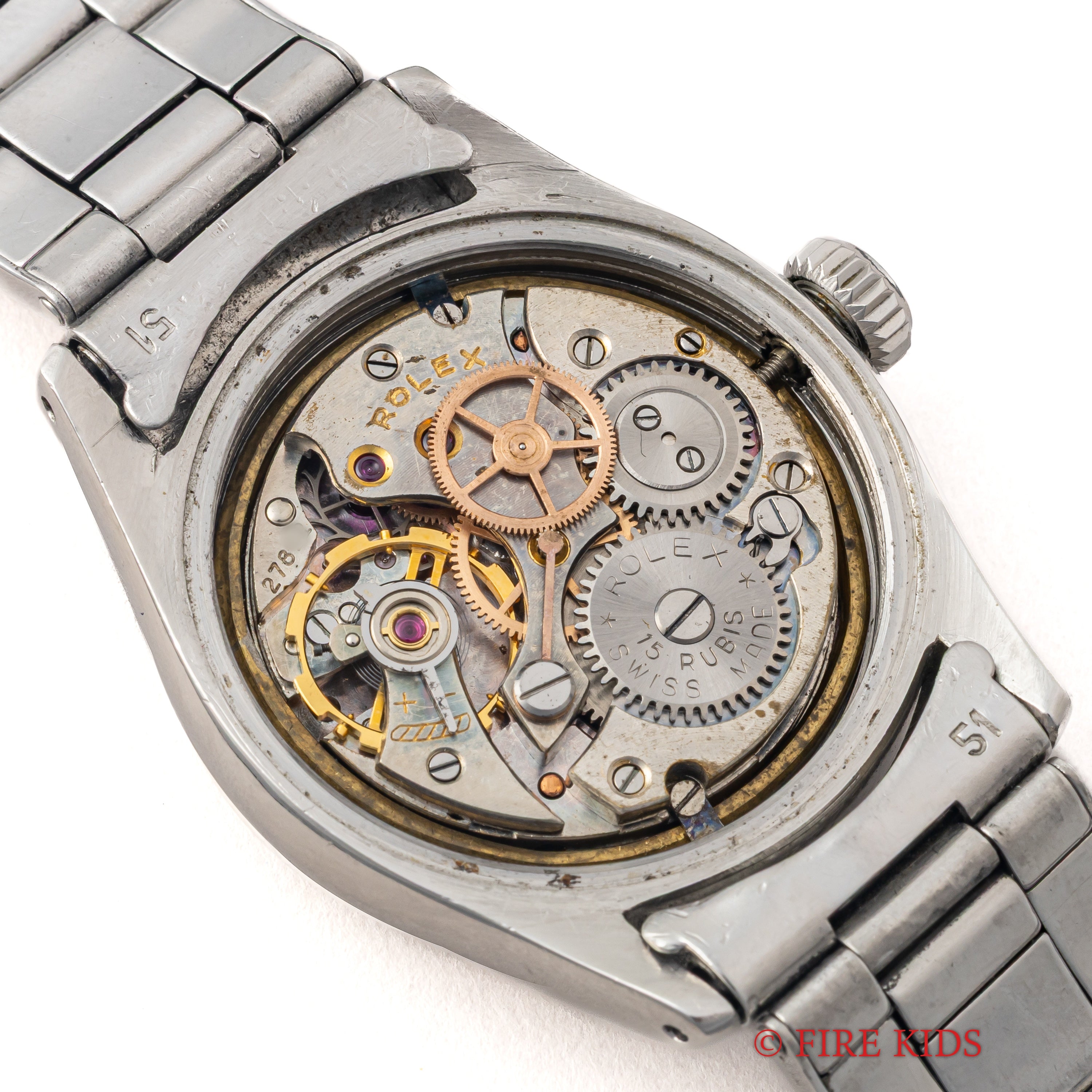 ロレックス オイスターロイヤル 手巻き 1952年製 ハニカムダイヤル Ref.6244 純正エクステンションリベットブレス