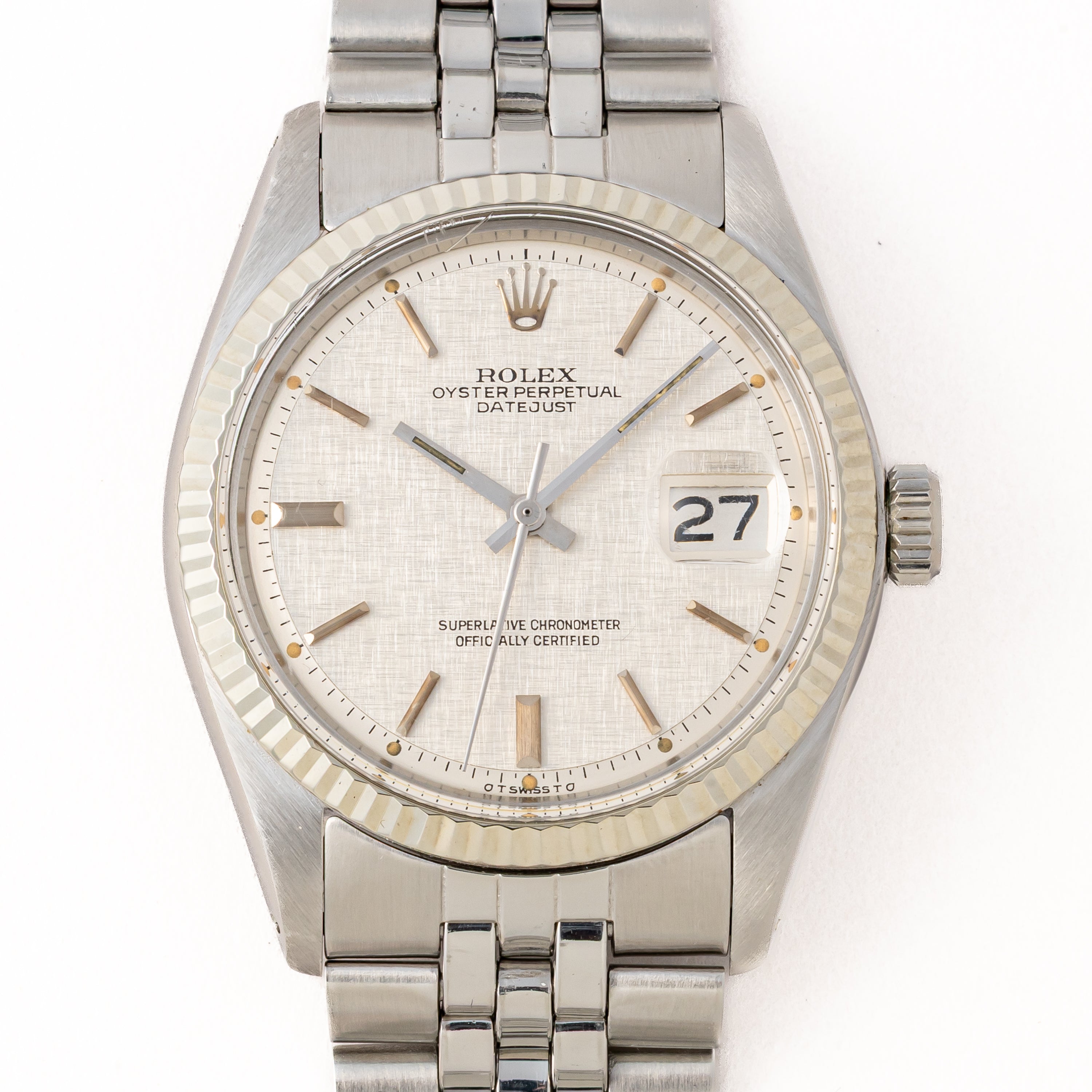 ロレックス デイトジャスト 自動巻き 1971年製 Ref.1601 Cal.1570リネンシルバーダイヤル ギャラ付き