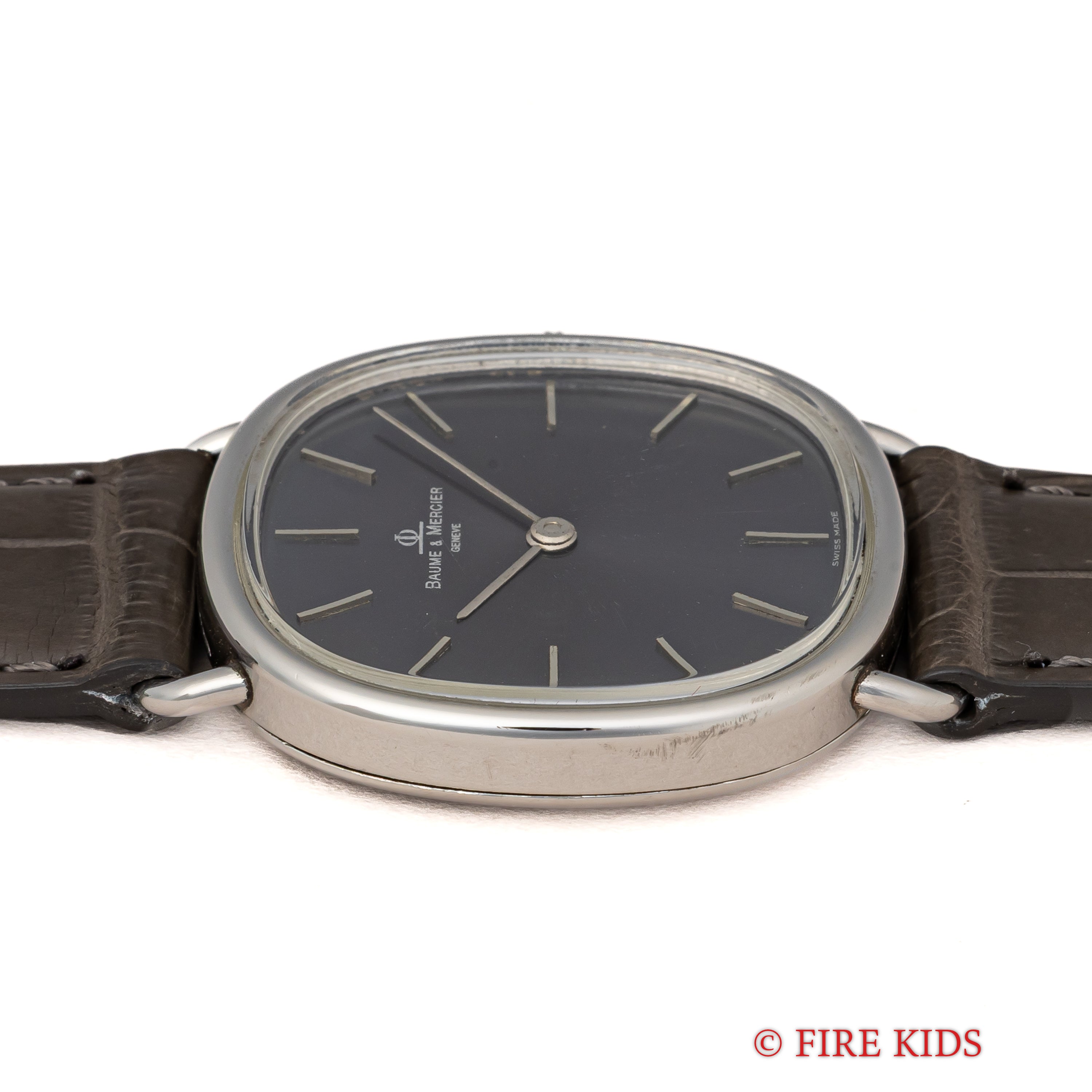 ボーム＆メルシエ 1980年代製 グレーダイヤル 手巻き スクエアケース Ref.1718 cal.BM17001 純正尾錠