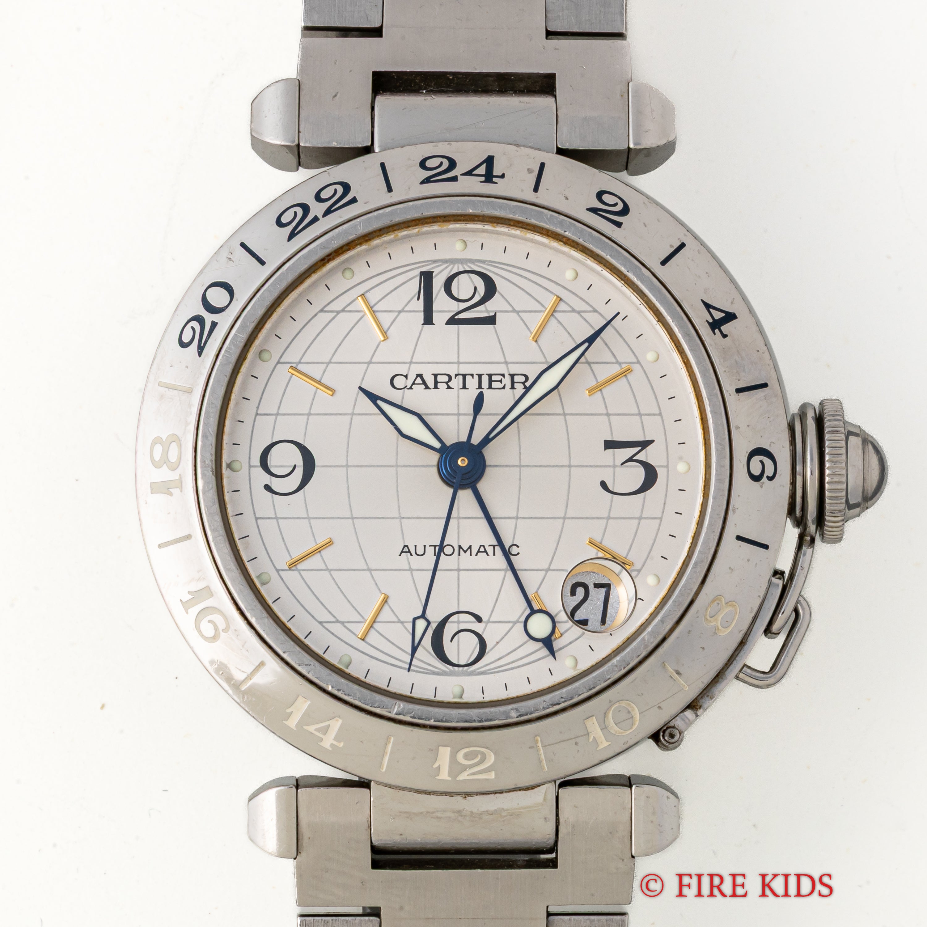 カルティエ パシャC メリディアン 2000年代製 Ref.2377 GMT シルバーダイヤル