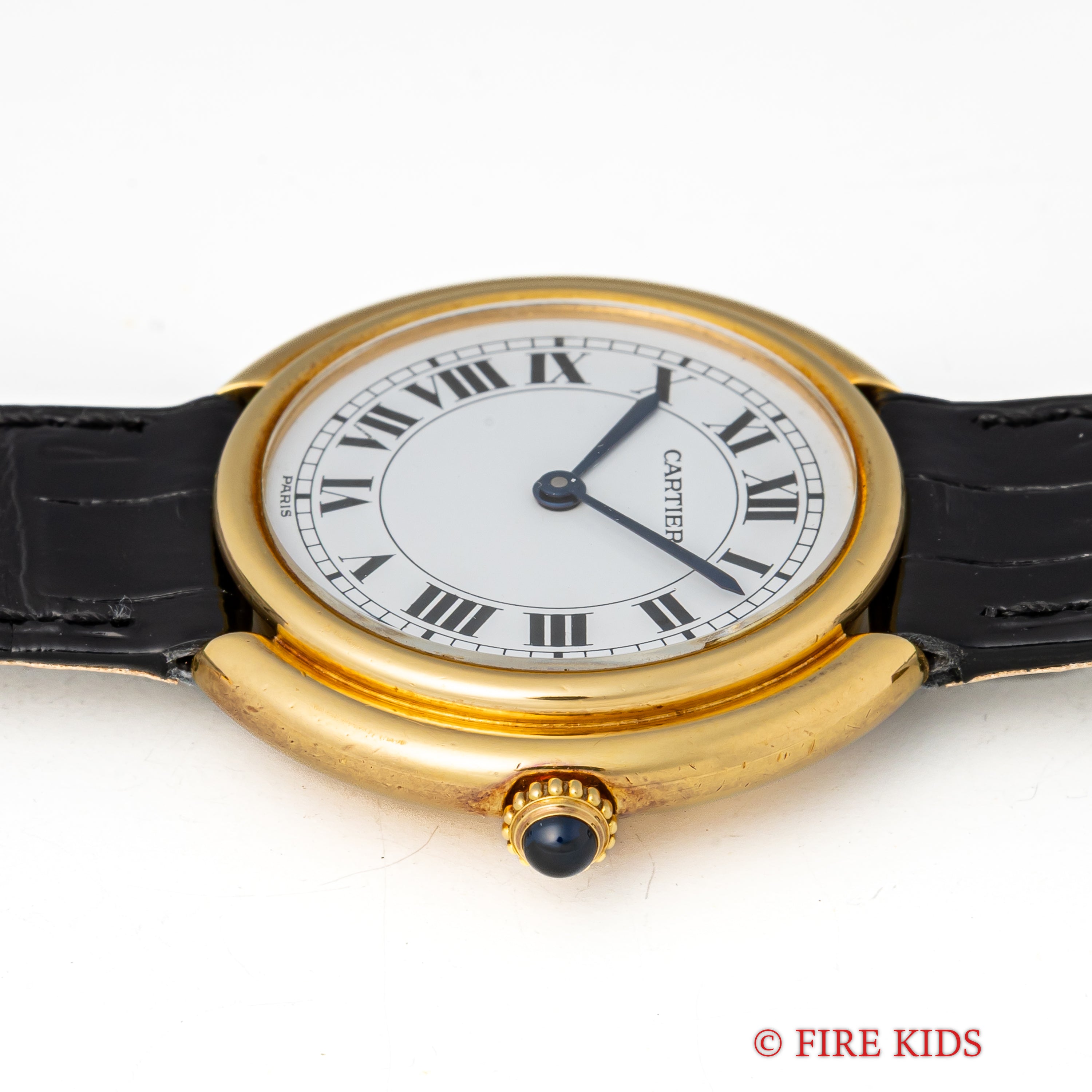 カルティエ 18金無垢 ヴァンドーム エリプス LMサイズ 手巻き PARISダイヤル 1980年代製 純正金無垢Dバックル付き