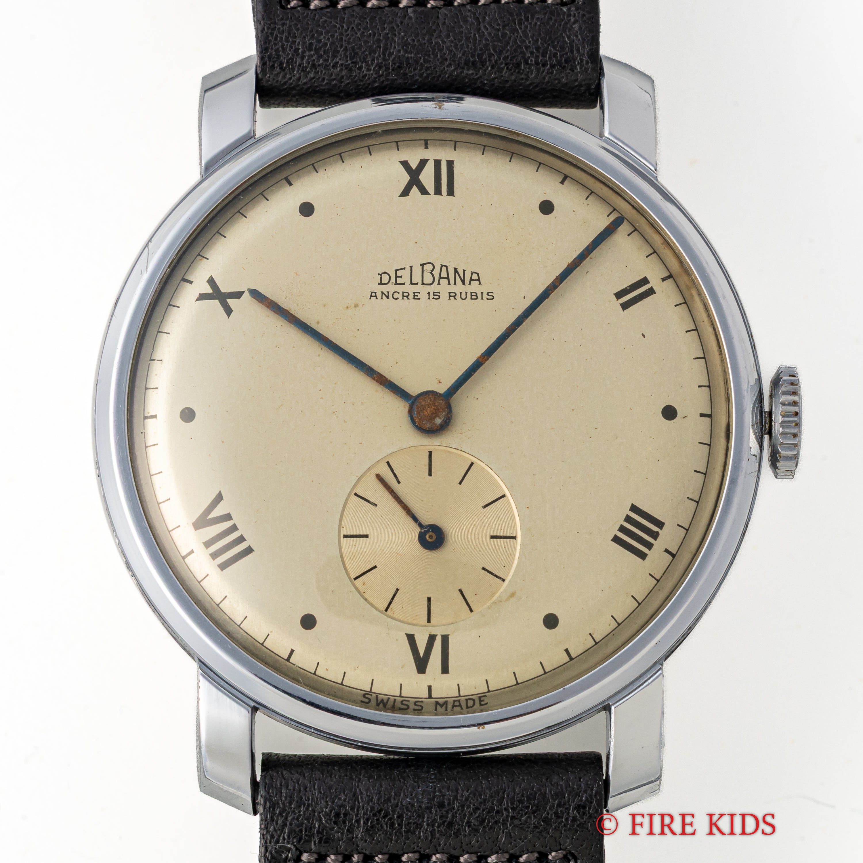 DELBANA 35mmケース 飛びローマンダイヤル 1940年代製 スモールセコンド手巻