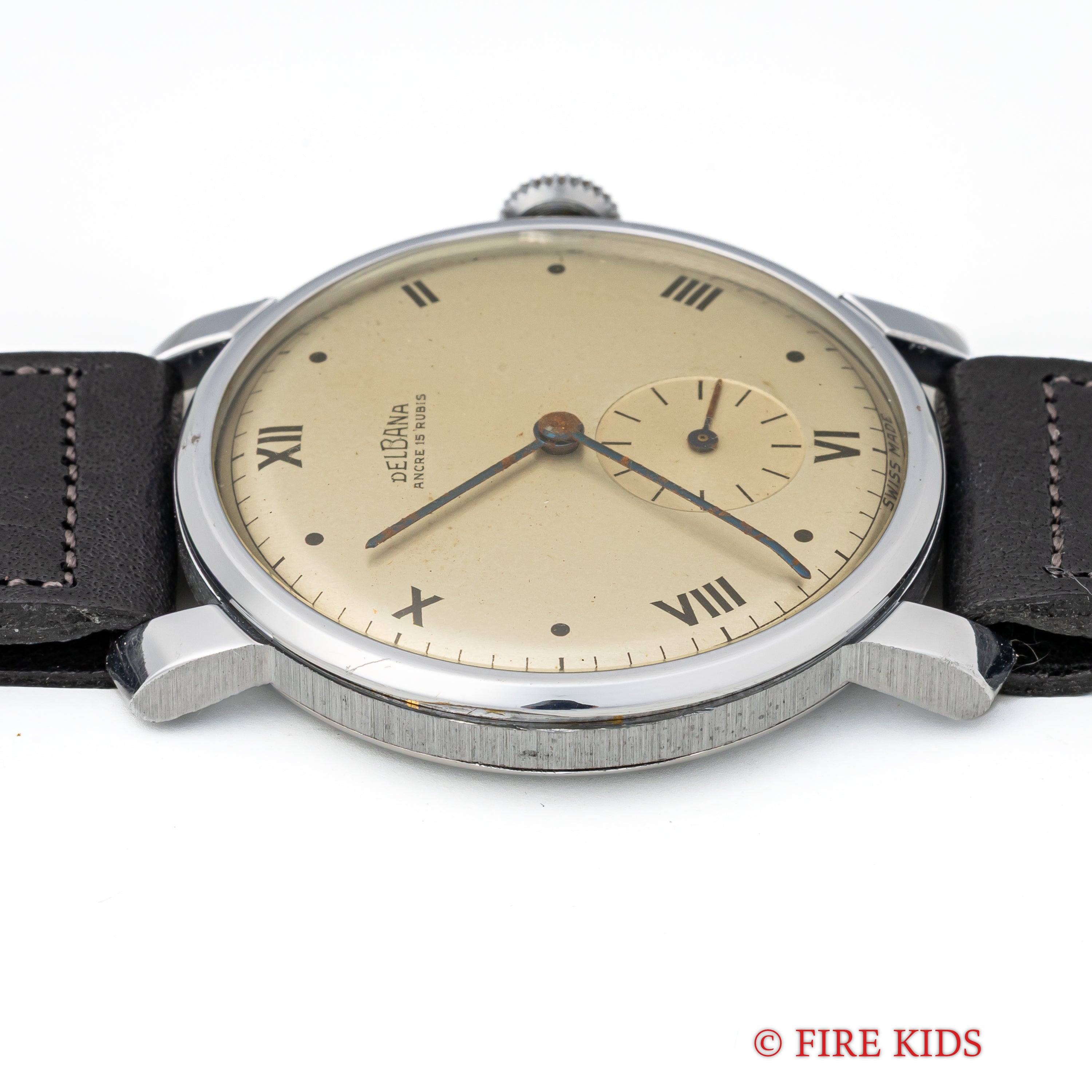 DELBANA 35mmケース 飛びローマンダイヤル 1940年代製 スモールセコンド手巻