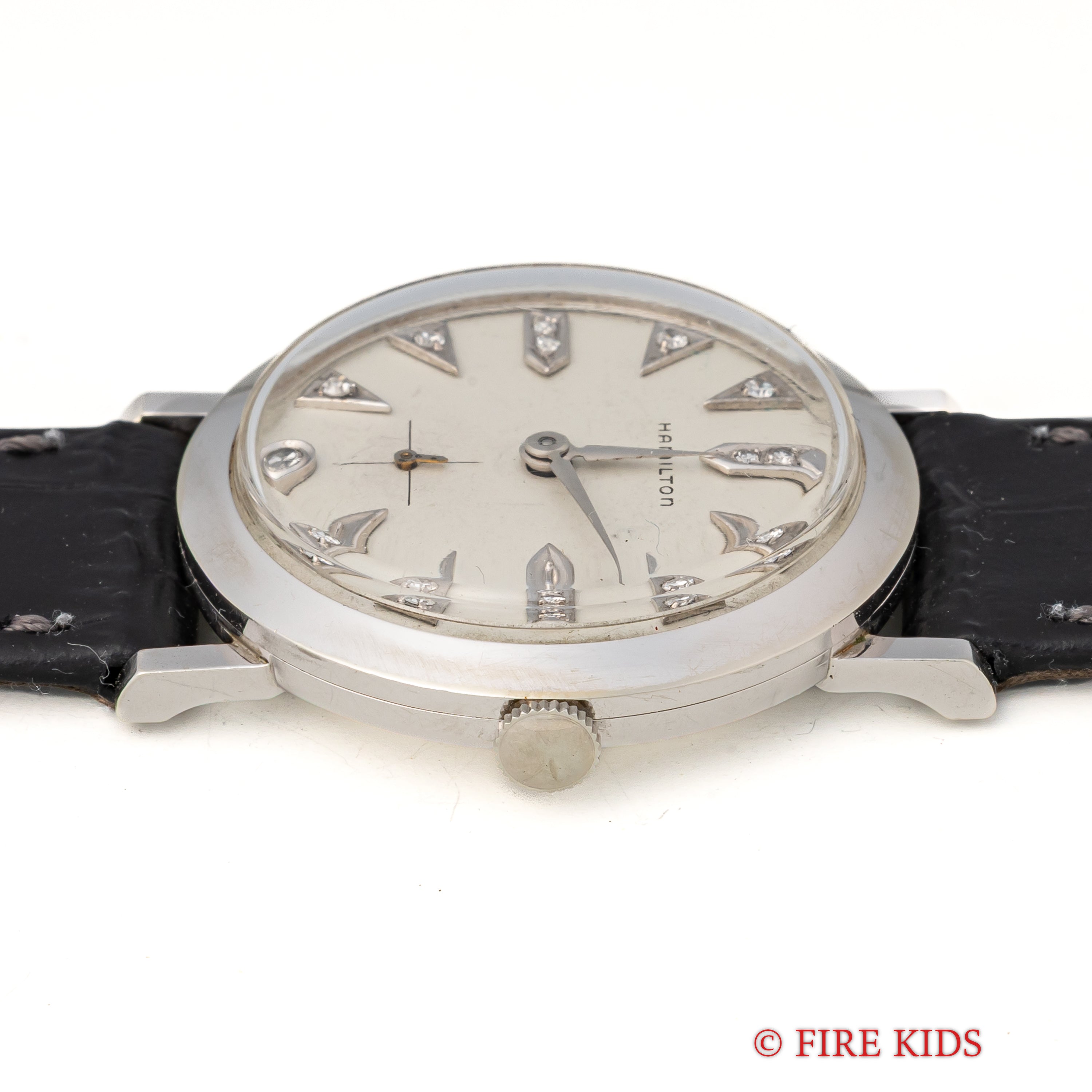 ハミルトン 14金無垢 ホワイトゴールドケース 15Pダイヤ 1950年代製 手巻き