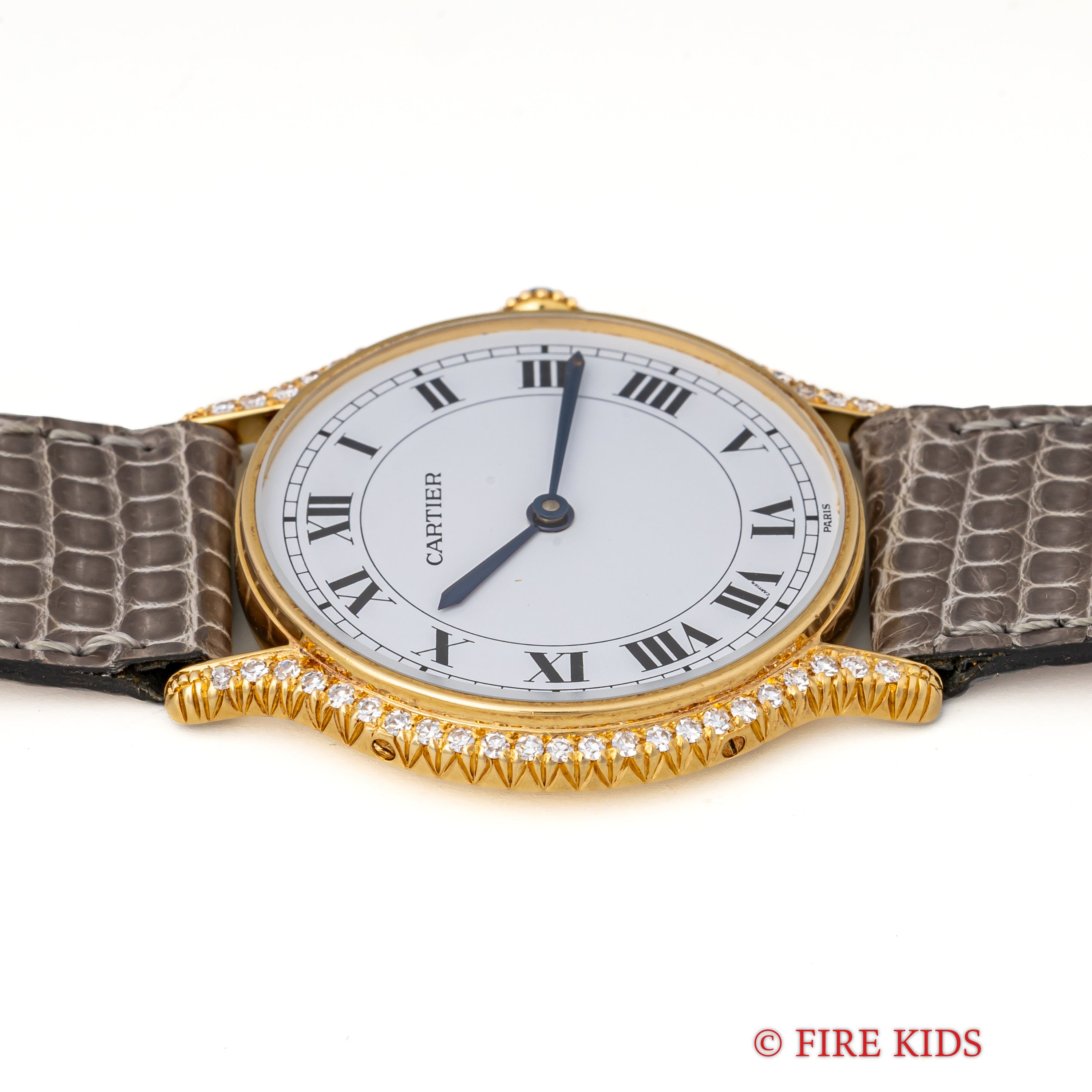 カルティエ リヴィエラLM PARISダイヤル 18金無垢 イエローゴールド フルダイヤ 1980年代製 箱付き　