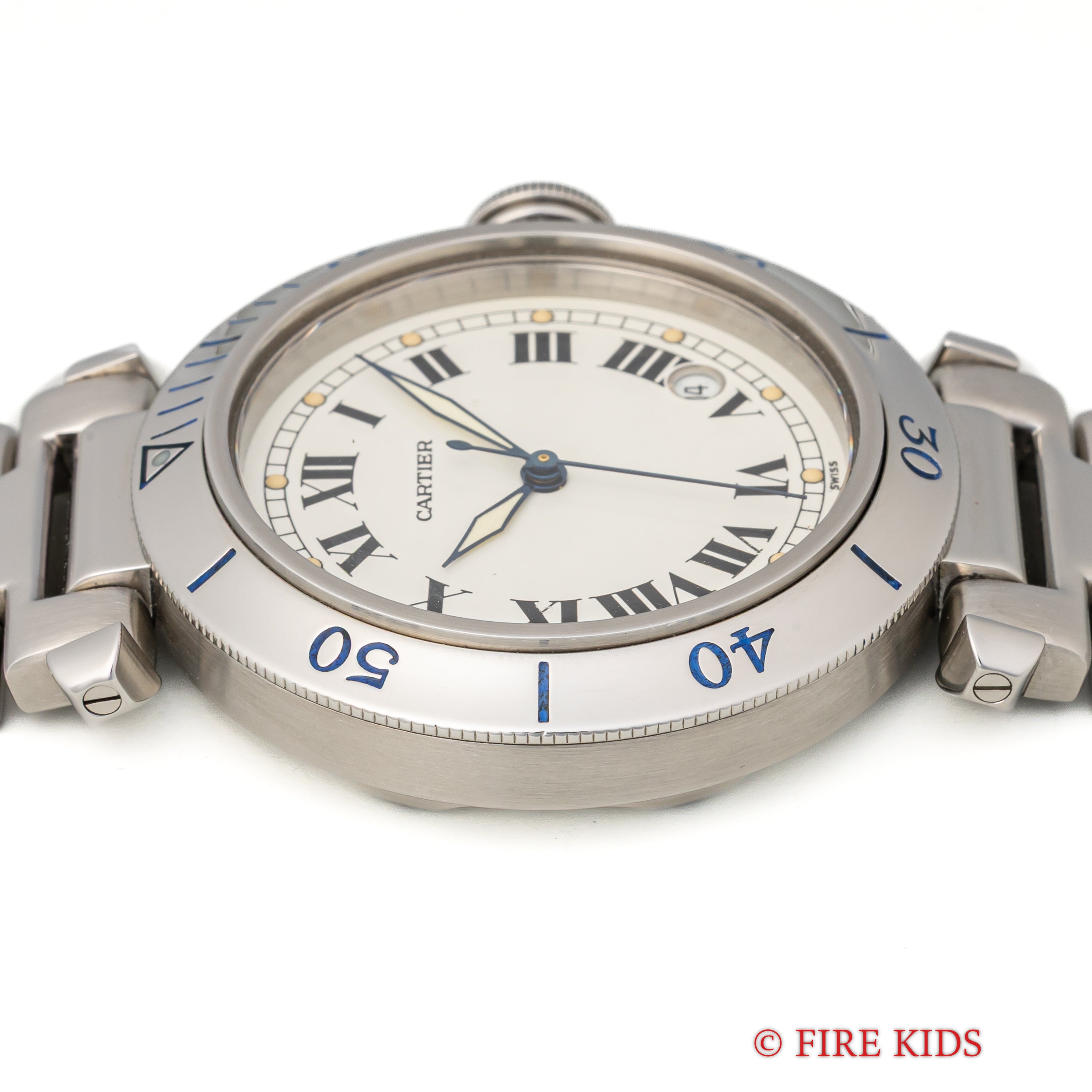 カルティエ パシャ プロンジャー 自動巻き 1980年代 38mmケース  ホワイトローマン