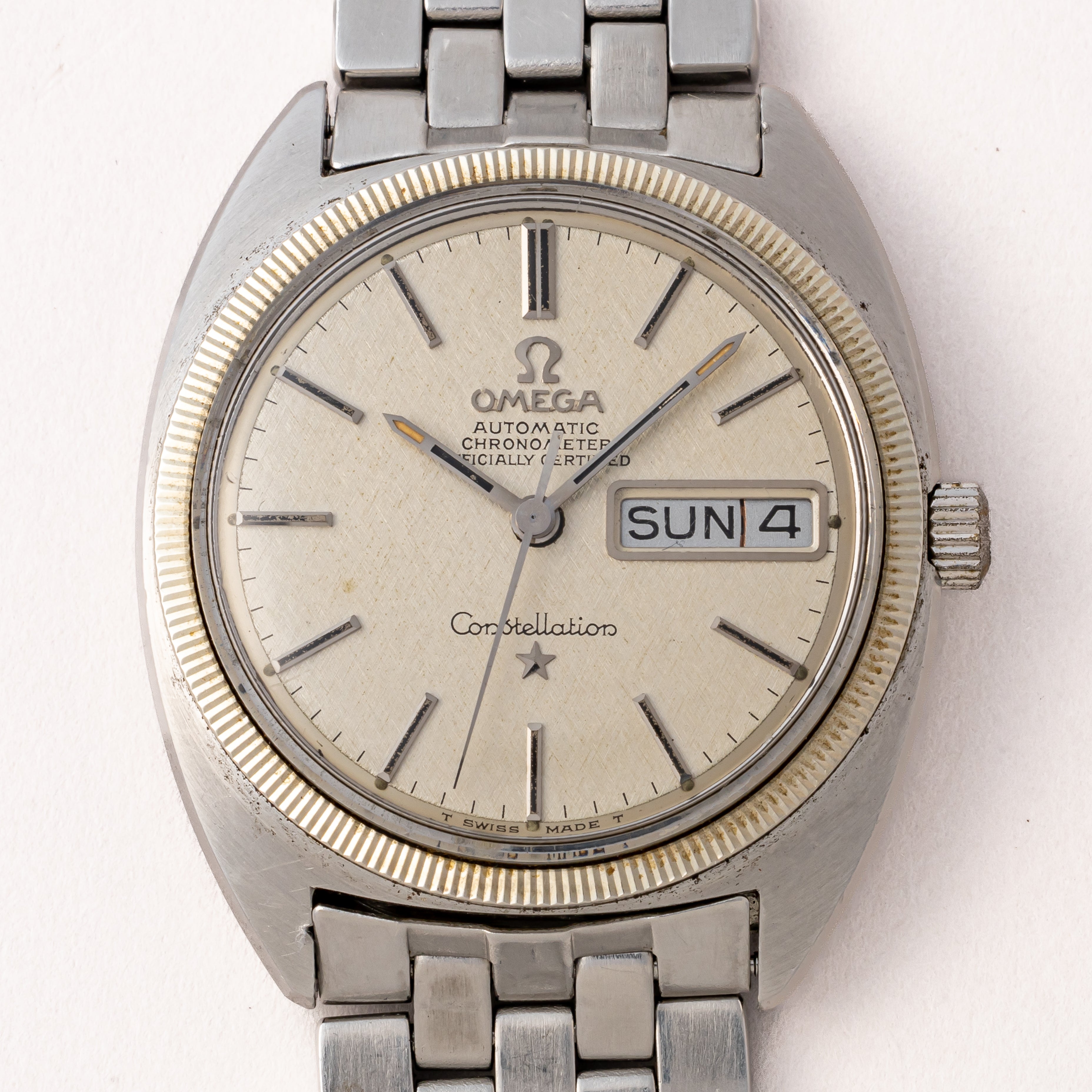 オメガ コンステレーション 1969年製 Ref.168.029 リネンシルバーダイヤル WGベゼル