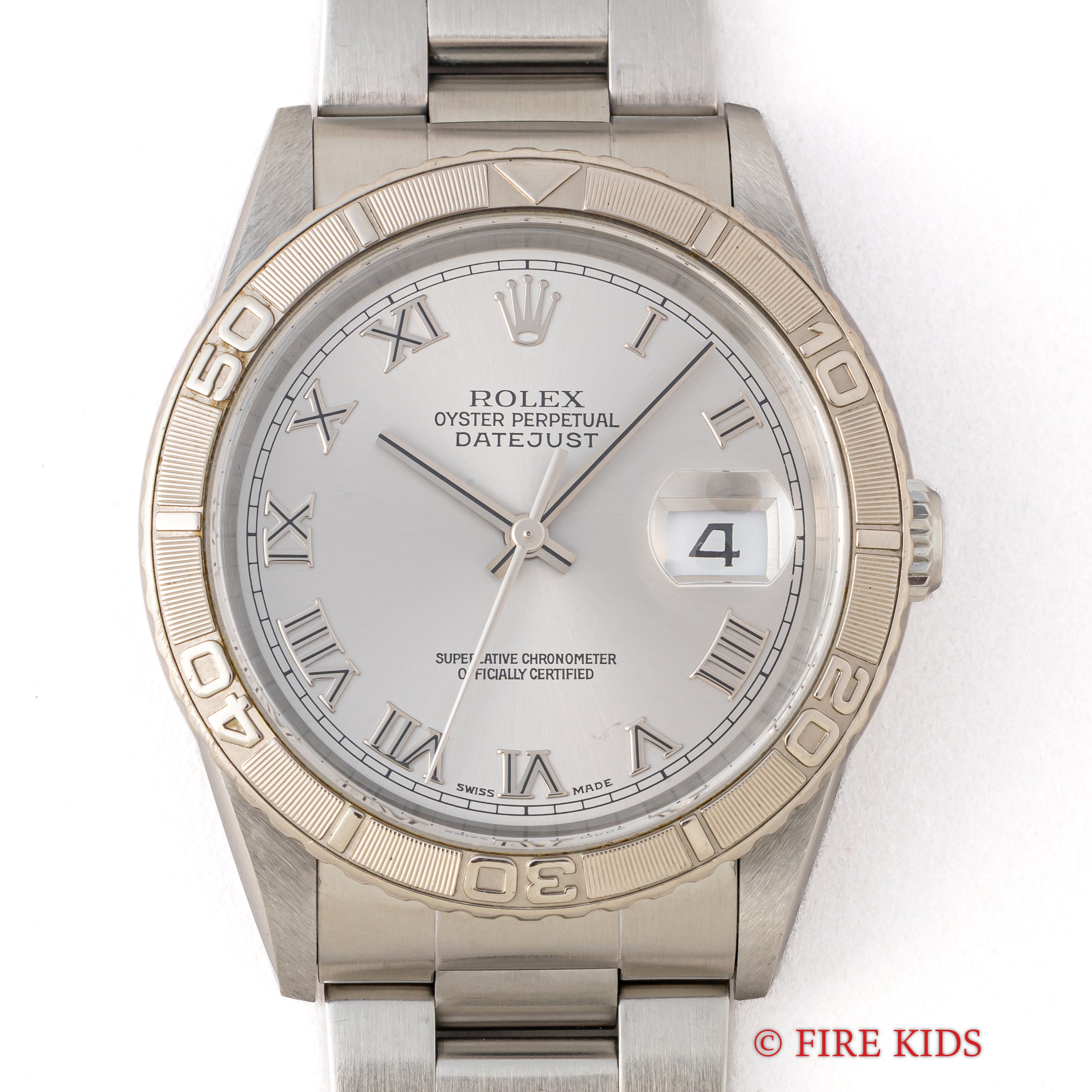 ロレックス サンダーバード 2002年製 Ref.16264 シルバーローマン 3連オイスターブレス 箱、ギャラ、タグ、ベゼルカバー付き