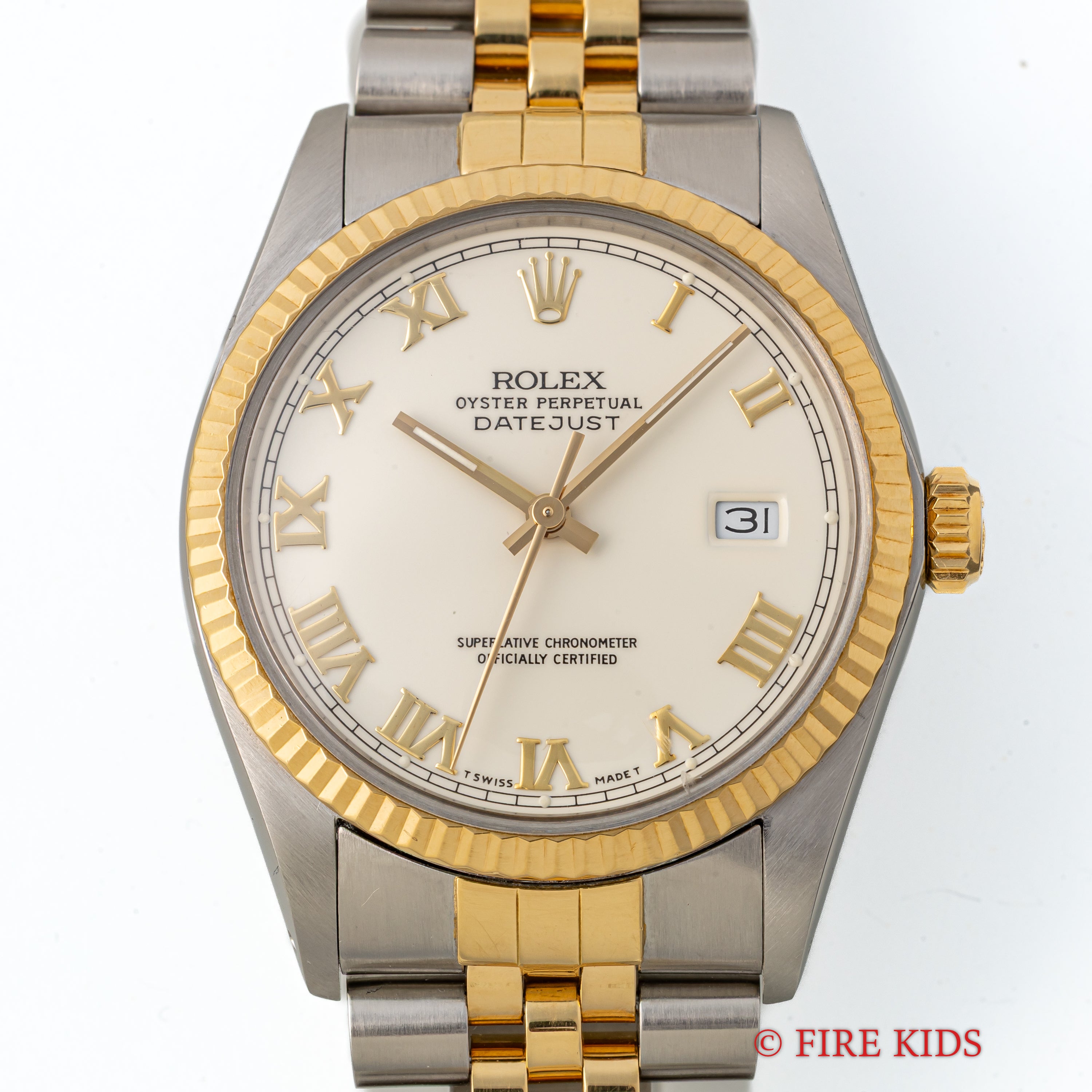 ロレックス 1986年製 デイトジャスト アイボリーローマンダイヤル Ref.16013 純正コンビジュビリーブレス