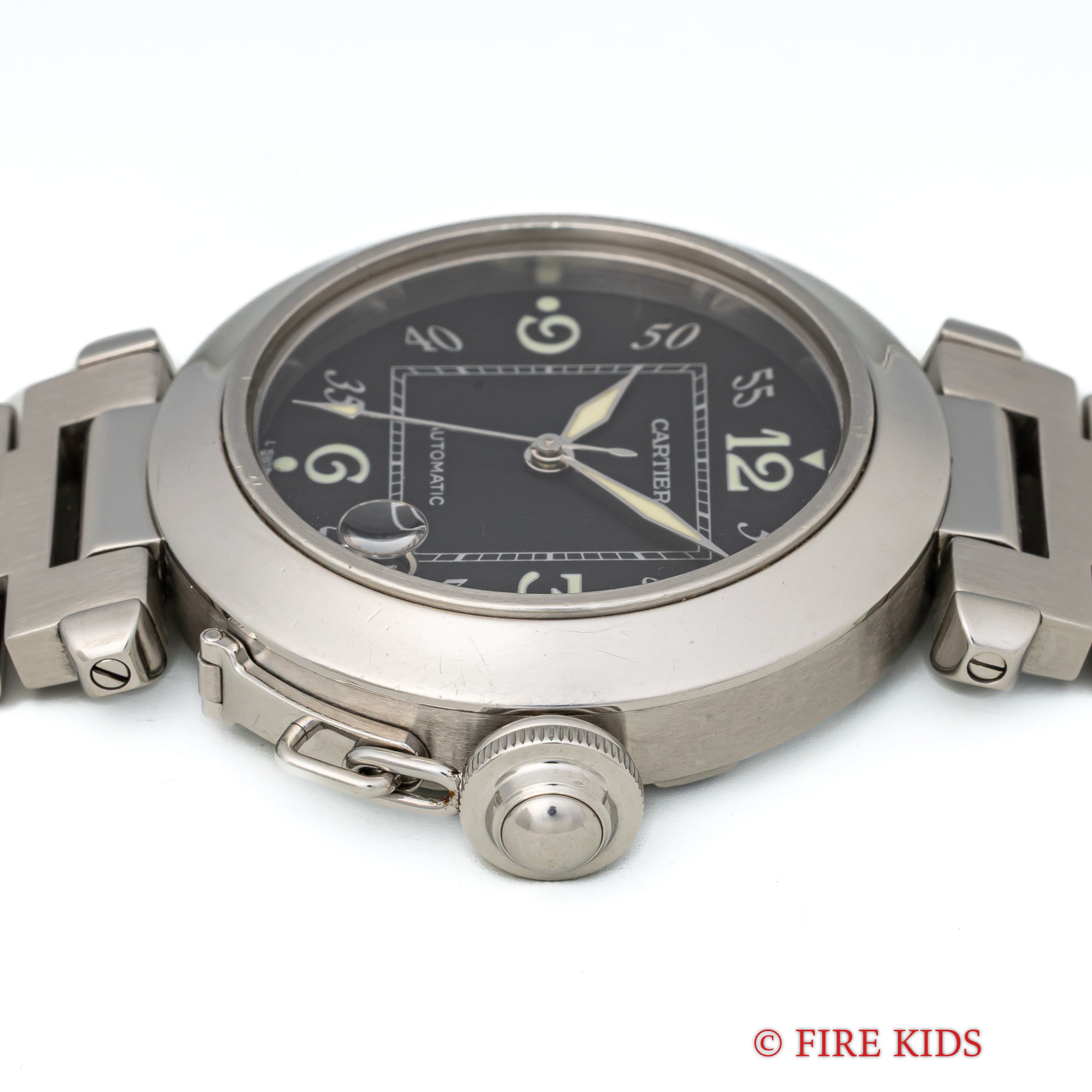 カルティエ パシャC 2000年代 ブラックアラビアダイヤル 自動巻 純正ブレス