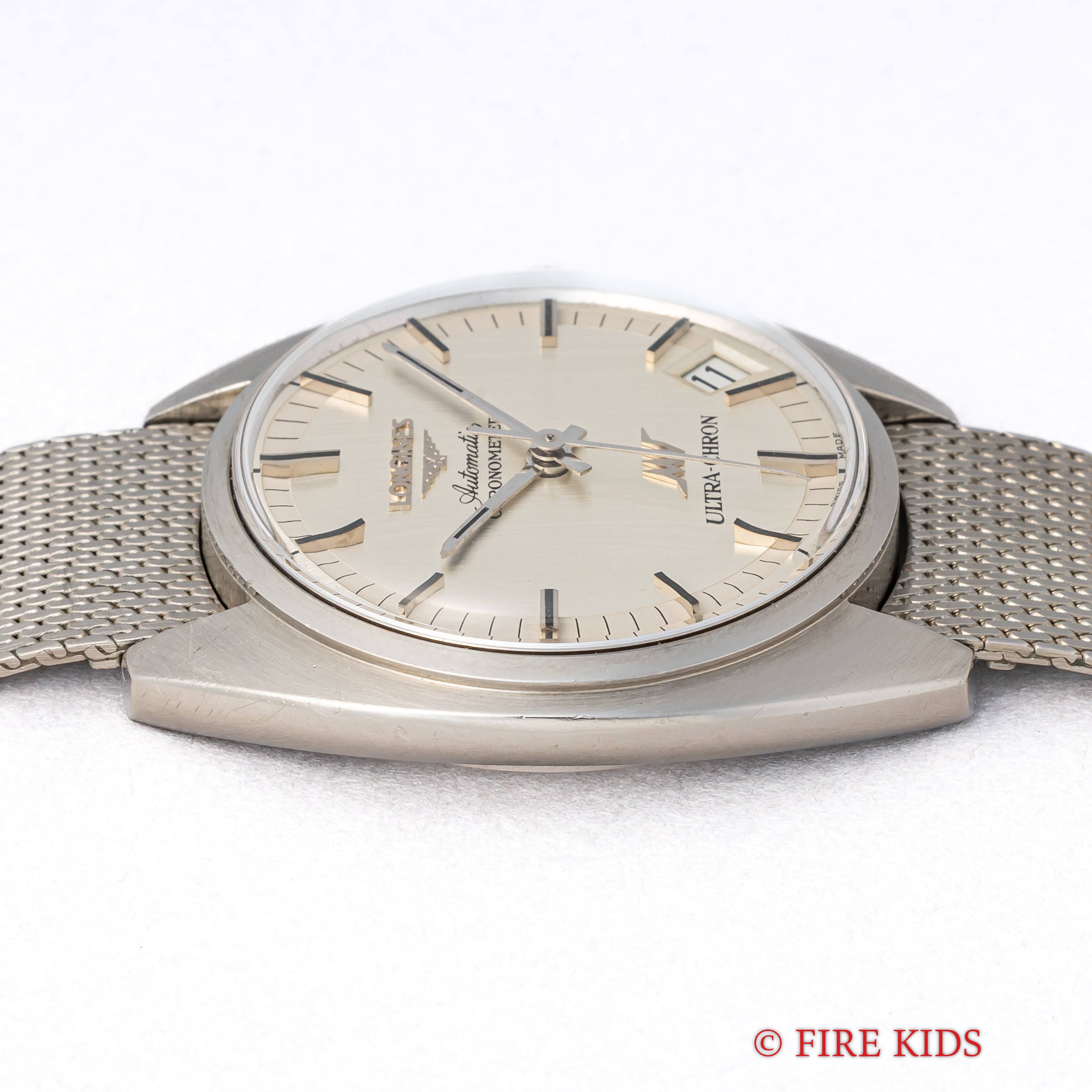 ロンジン ウルトラクロン 1970年代製 シルバーダイヤル 純正メッシュブレス付き 10振動自動巻き 箱付き