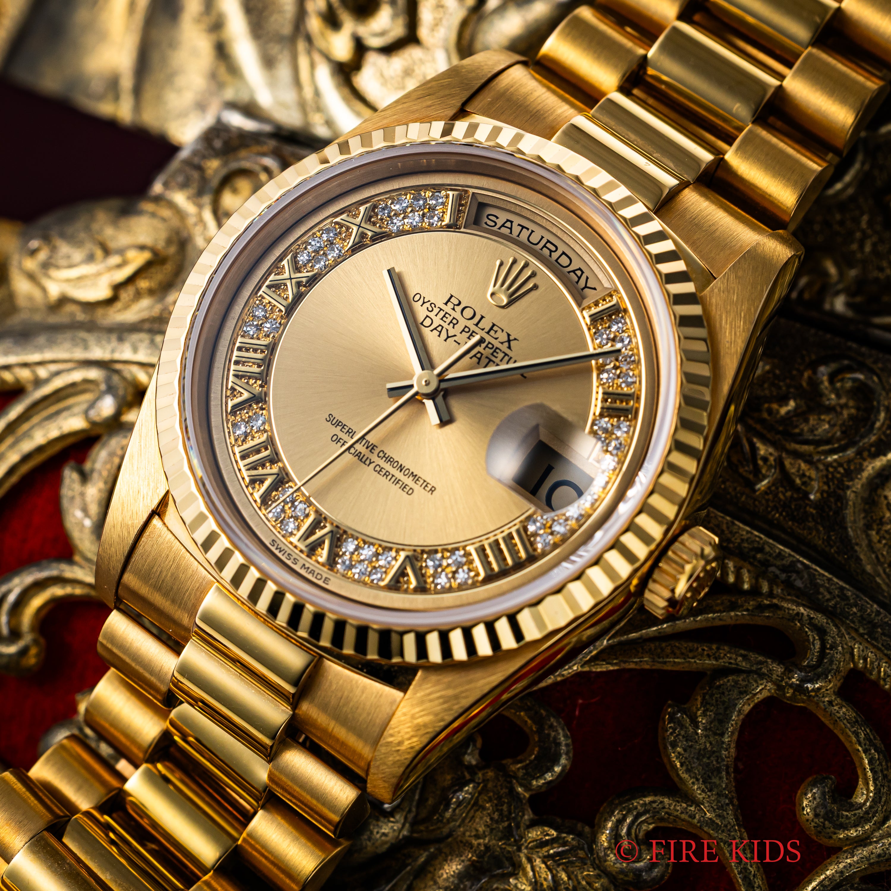 ロレックス デイデイト ミリヤードダイヤ 1994年～95年製 Ref.18238MR K18YG シャンパンダイヤル ギャラ付