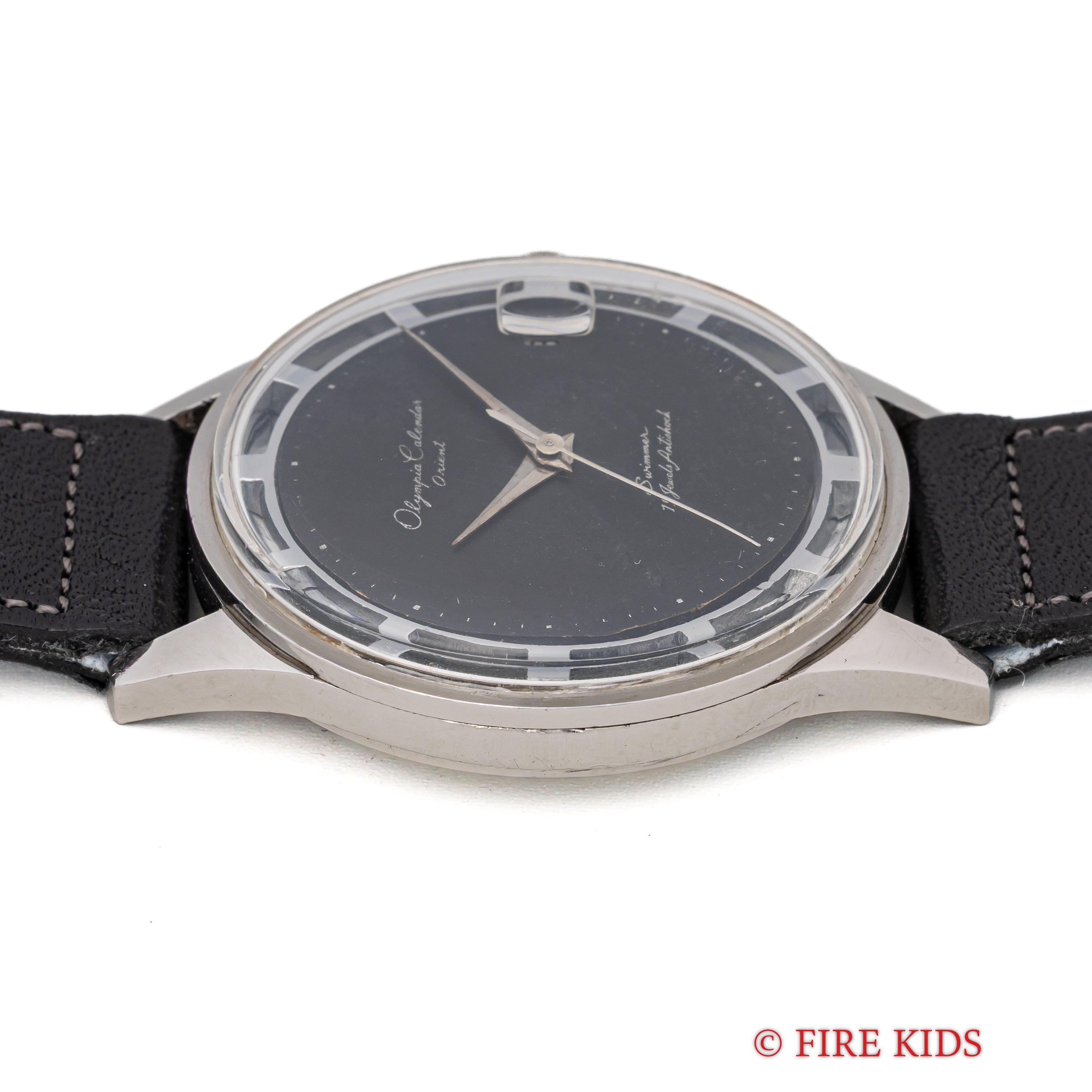 オリエント オリンピアカレンダー ブラックダイヤル 1960年代製 純正尾錠