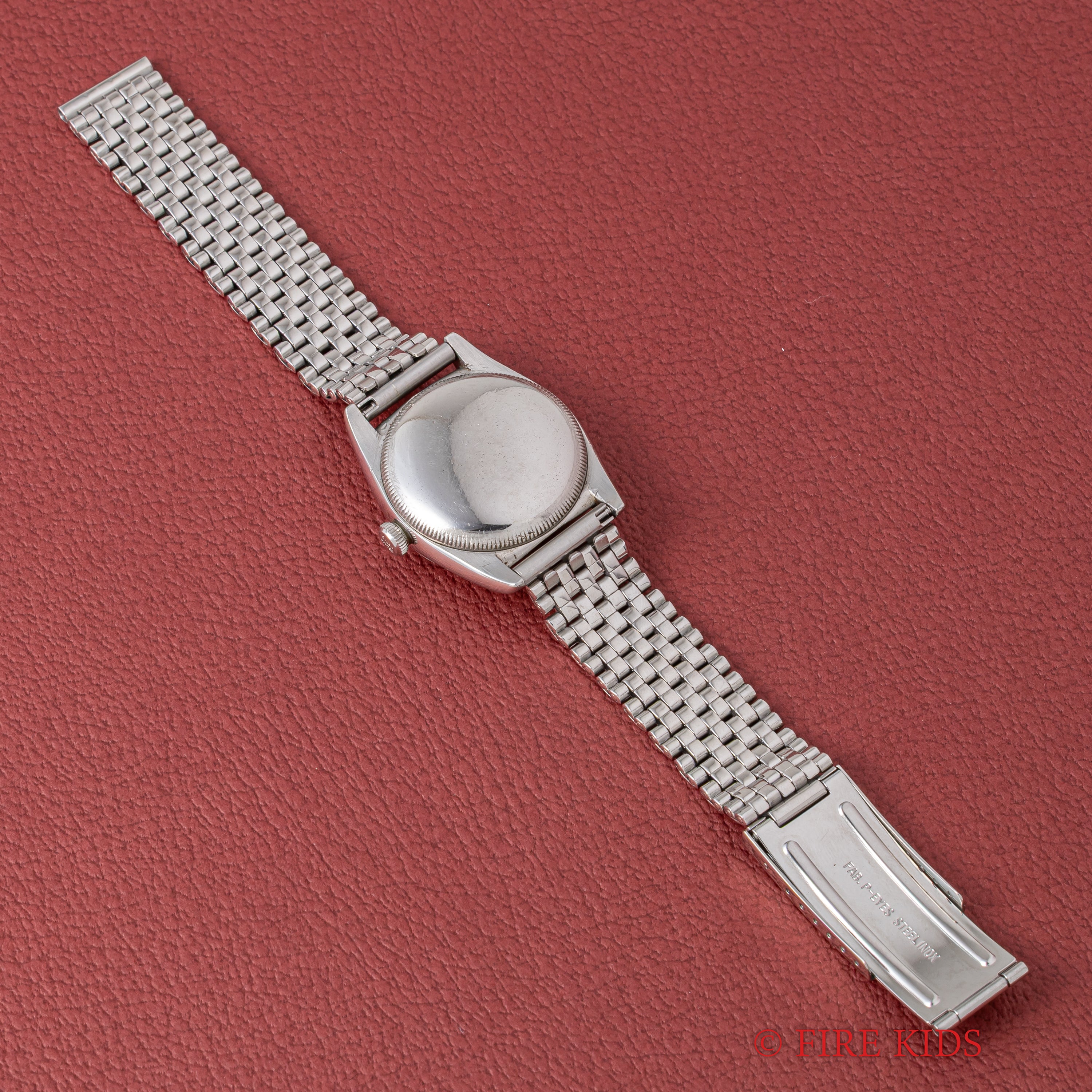 ロレックス バブルバック 1949年製 Ref.6015 自動巻 エンジンターンドベゼル 飛びローマンダイヤル 社外ライスブレス