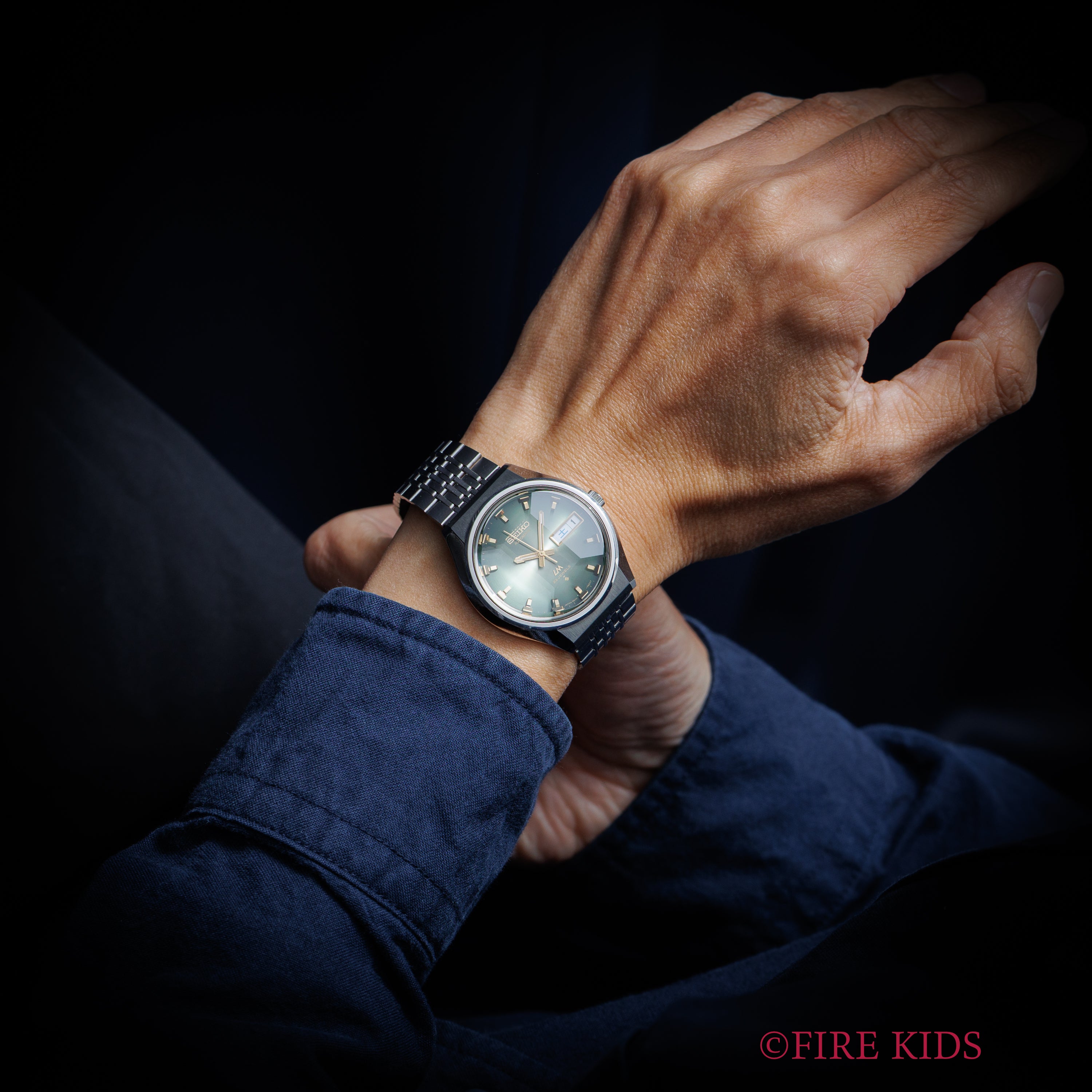 セイコー ロードマチック 1973年製 自動巻き グリーンダイヤル 5面カットガラス 56LM 5606-7320 純正ブレス タグ付き