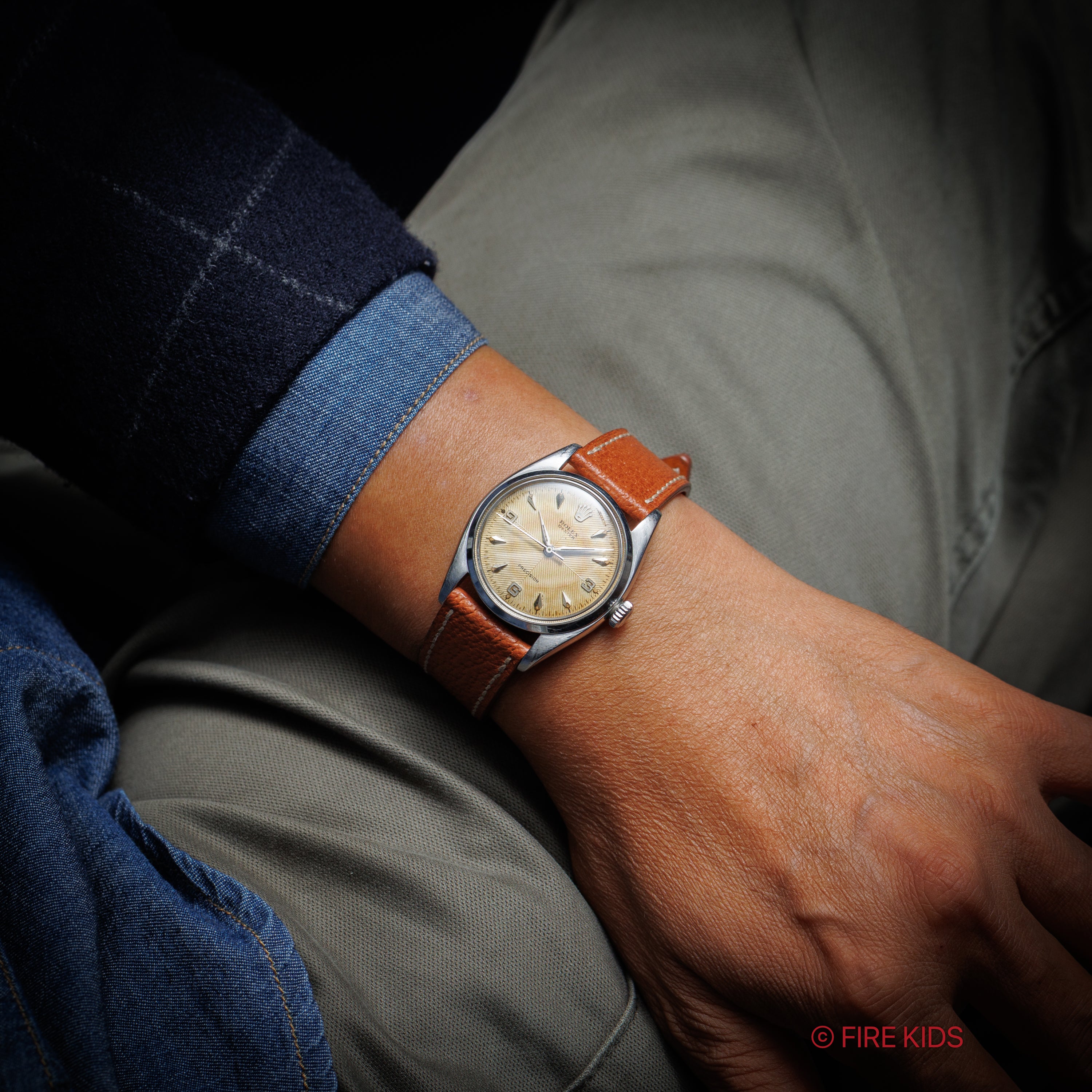 ロレックス オイスター 1957年製 手巻き Ref.6422 シェブロンダイアル