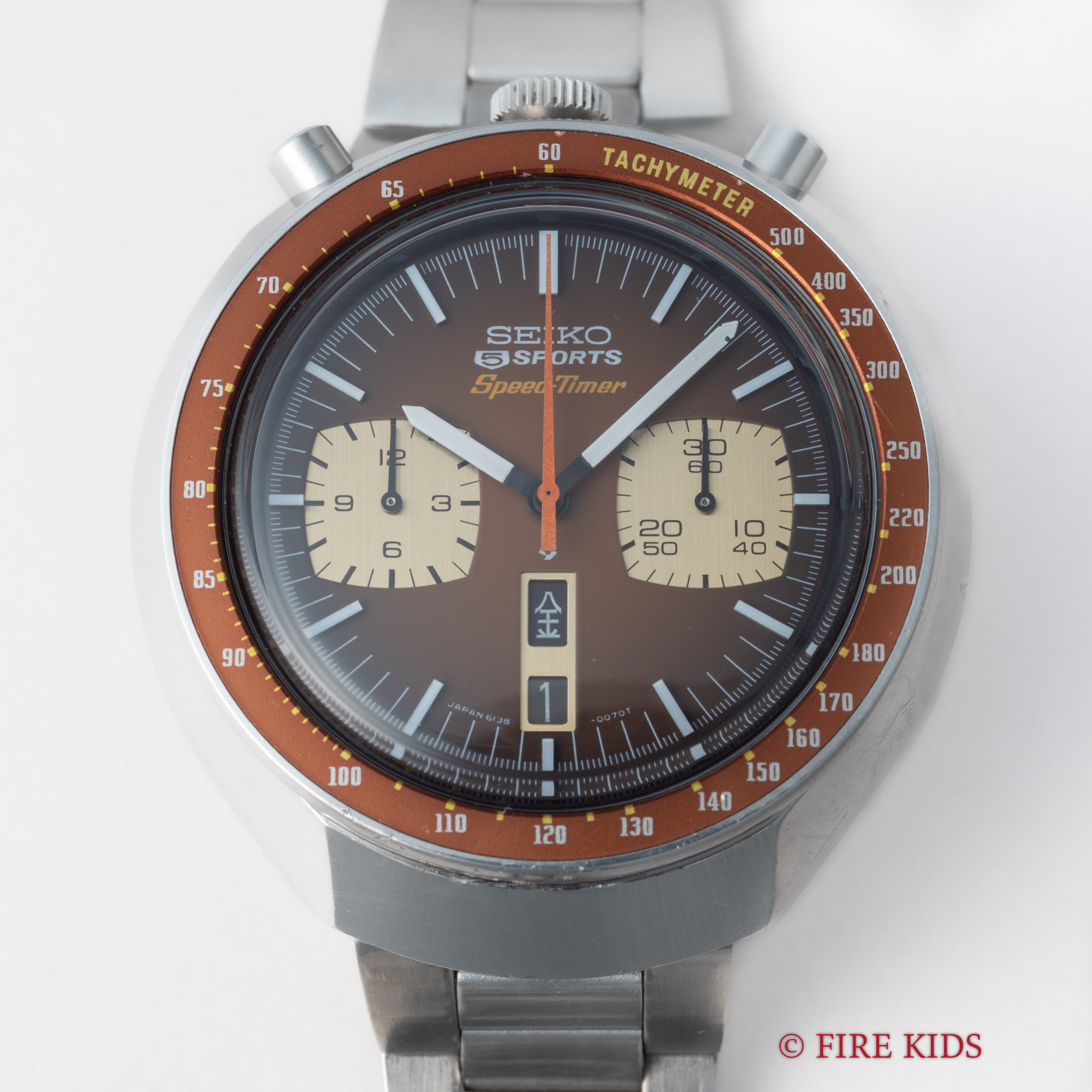 セイコー 1976年製 茶馬 Ref.6138-0040 5スポーツ スピードタイマー 純正ステンレスブレス