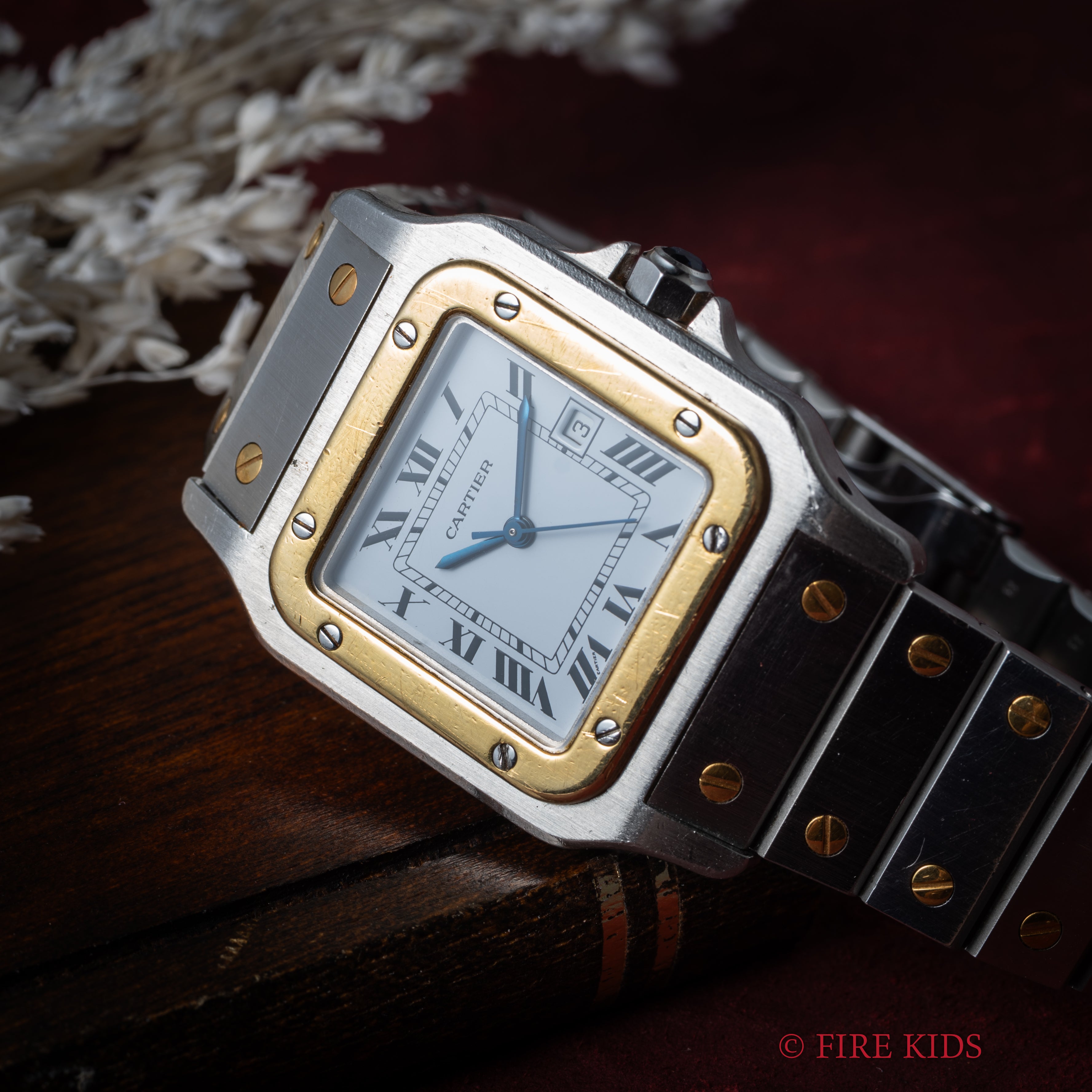 カルティエ サントス LMサイズ コンビ 自動巻き 1980年代製 ホワイト