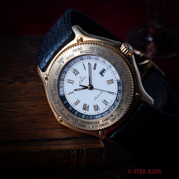 エベル ボイジャー ワールドタイム 自動巻 18金無垢 1993年発行ギャラ