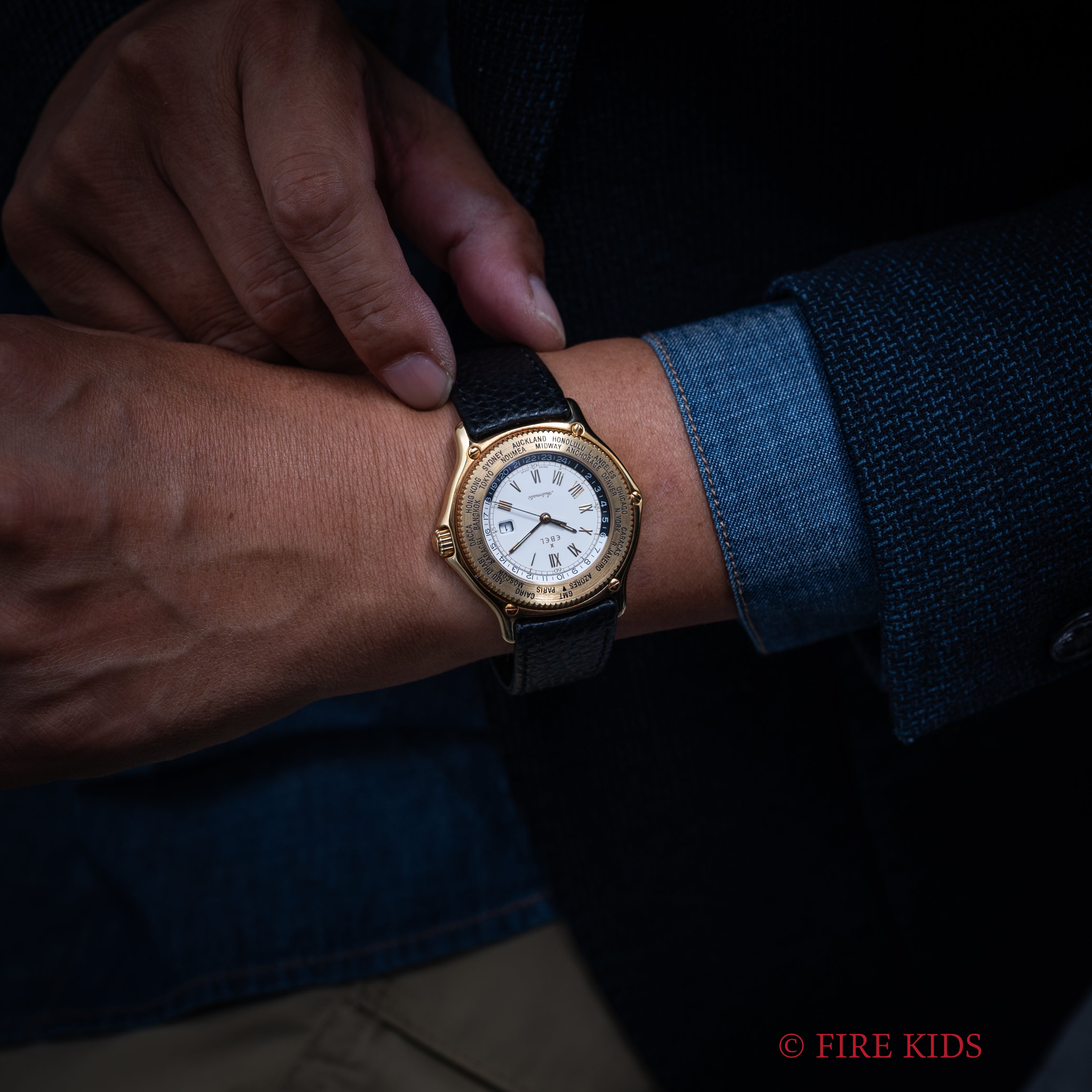 プジョル ページ 27cm エベル ボイジャー ワールドタイム 自動巻 18金無垢 1993年発行ギャラ