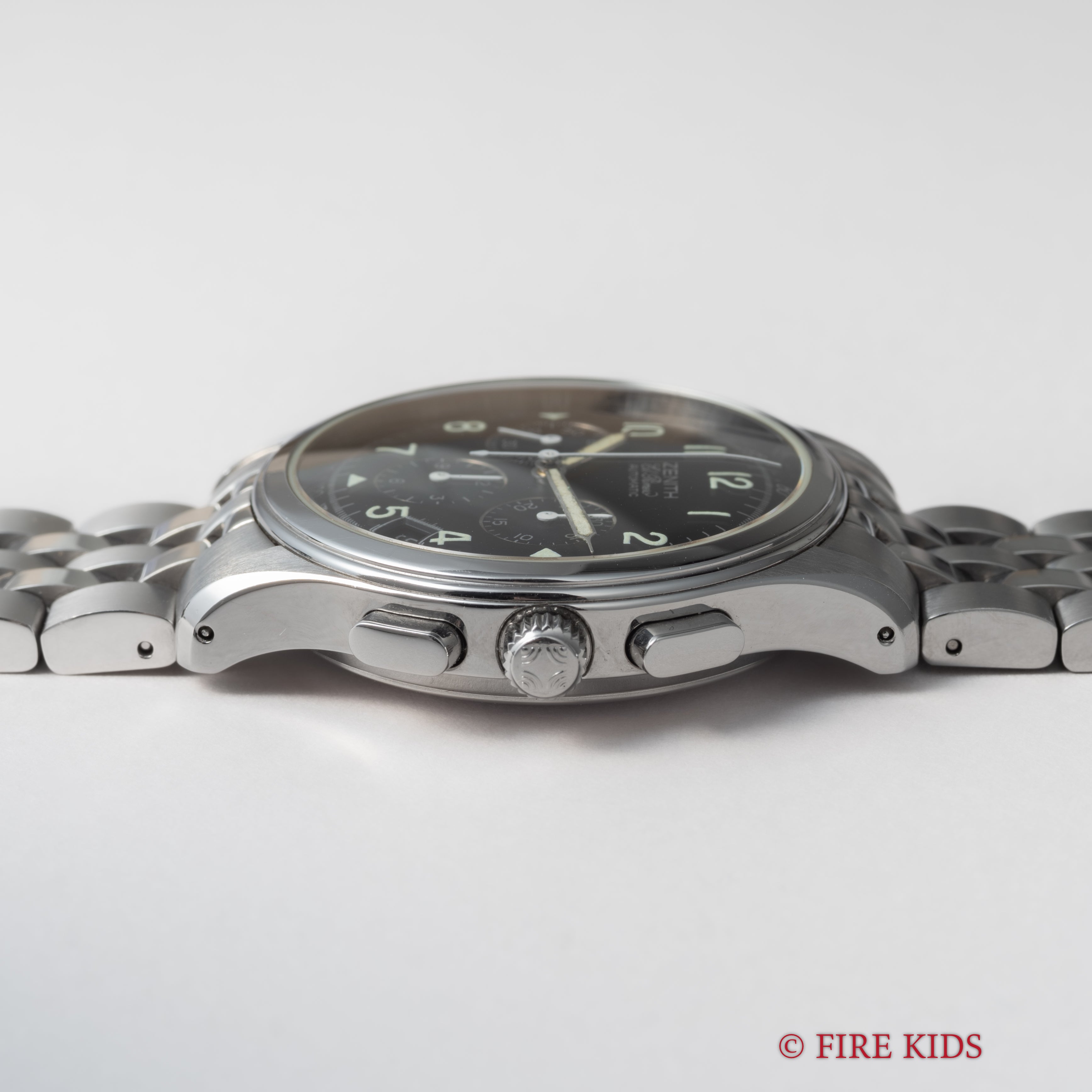 ゼニス クラス エル・プリメロ 1990年代製 自動巻クロノグラフ 裏スケルトン 純正ブレス