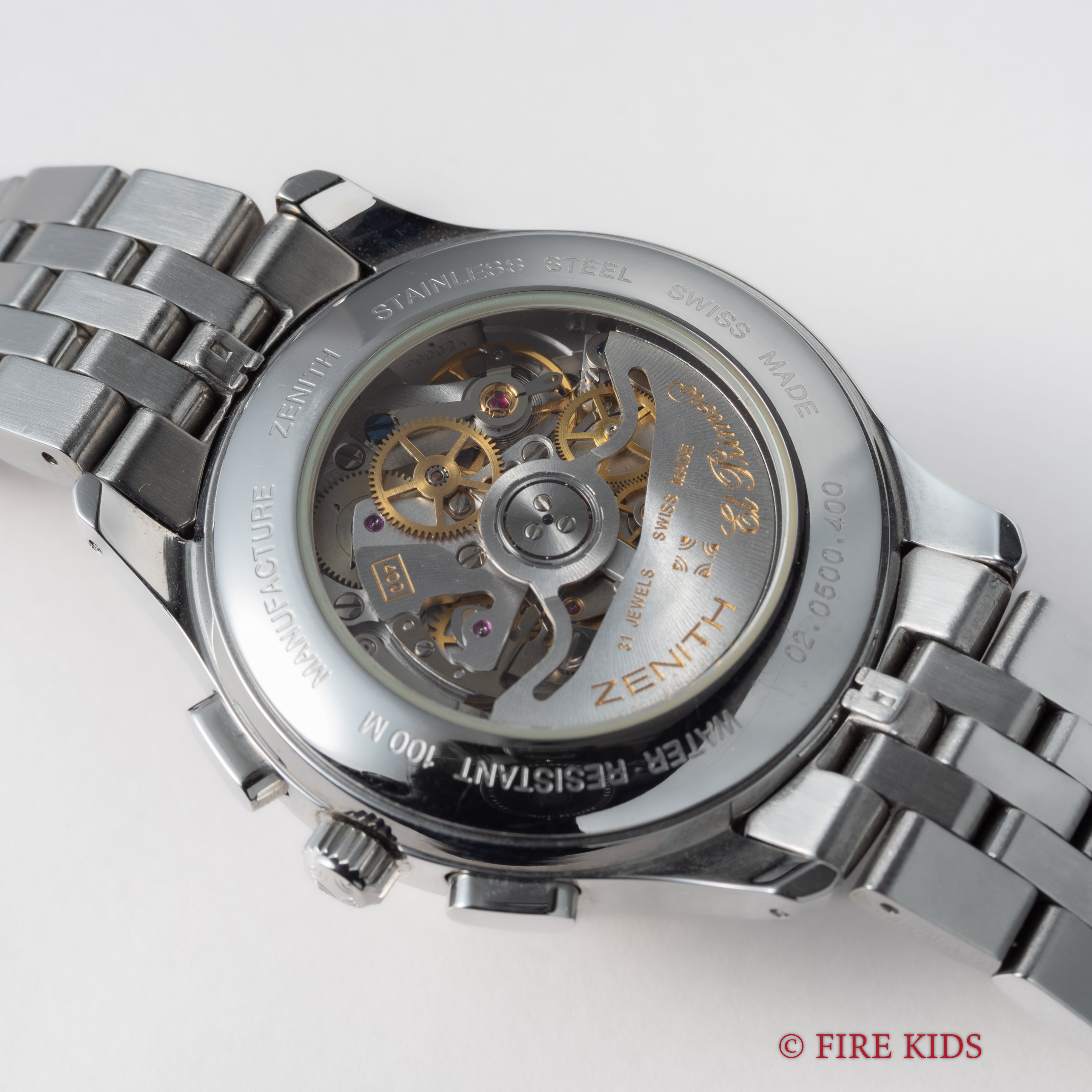 ゼニス クラス エル・プリメロ 1990年代製 自動巻クロノグラフ 裏スケルトン 純正ブレス