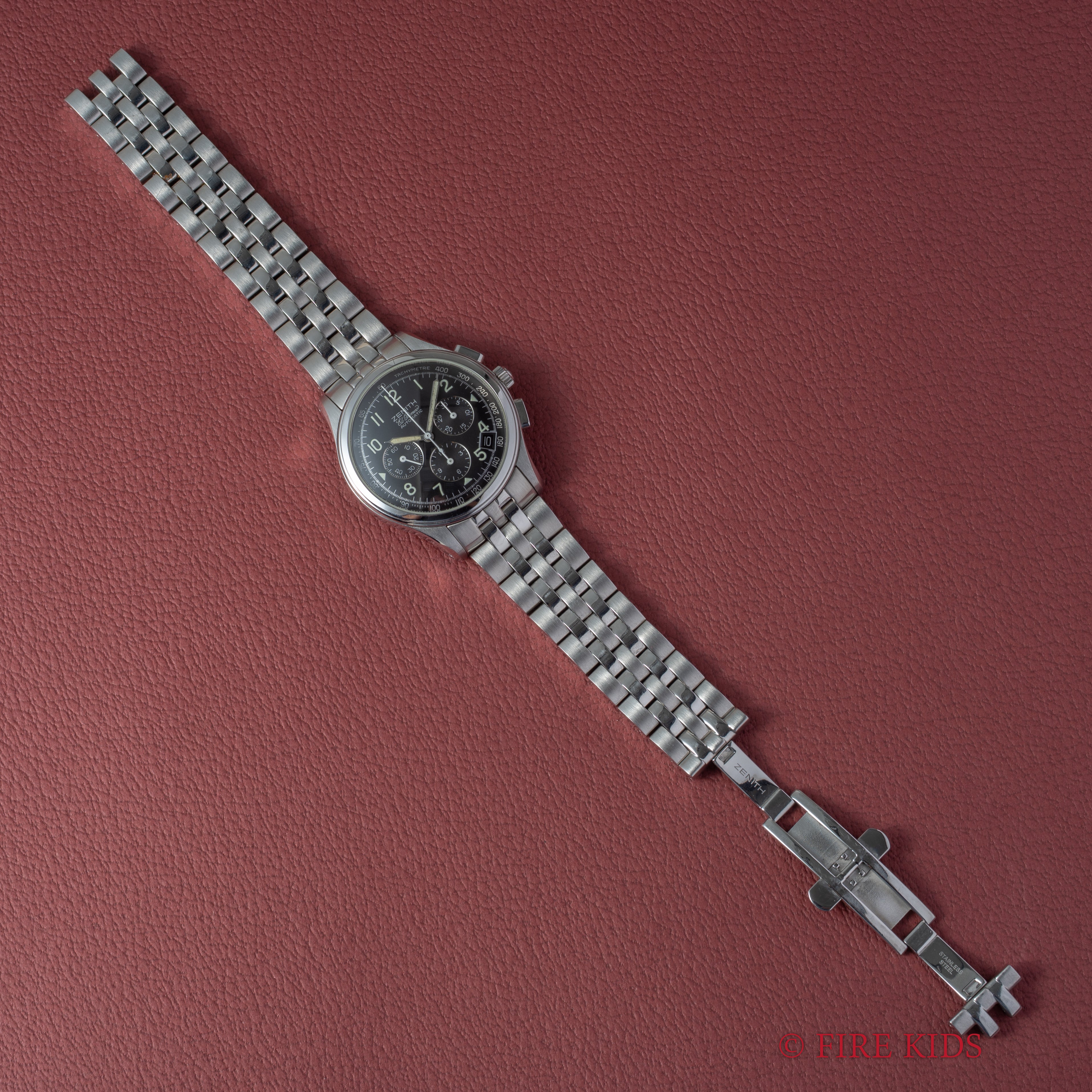 ゼニス クラス エル・プリメロ 1990年代製 自動巻クロノグラフ 裏スケルトン 純正ブレス