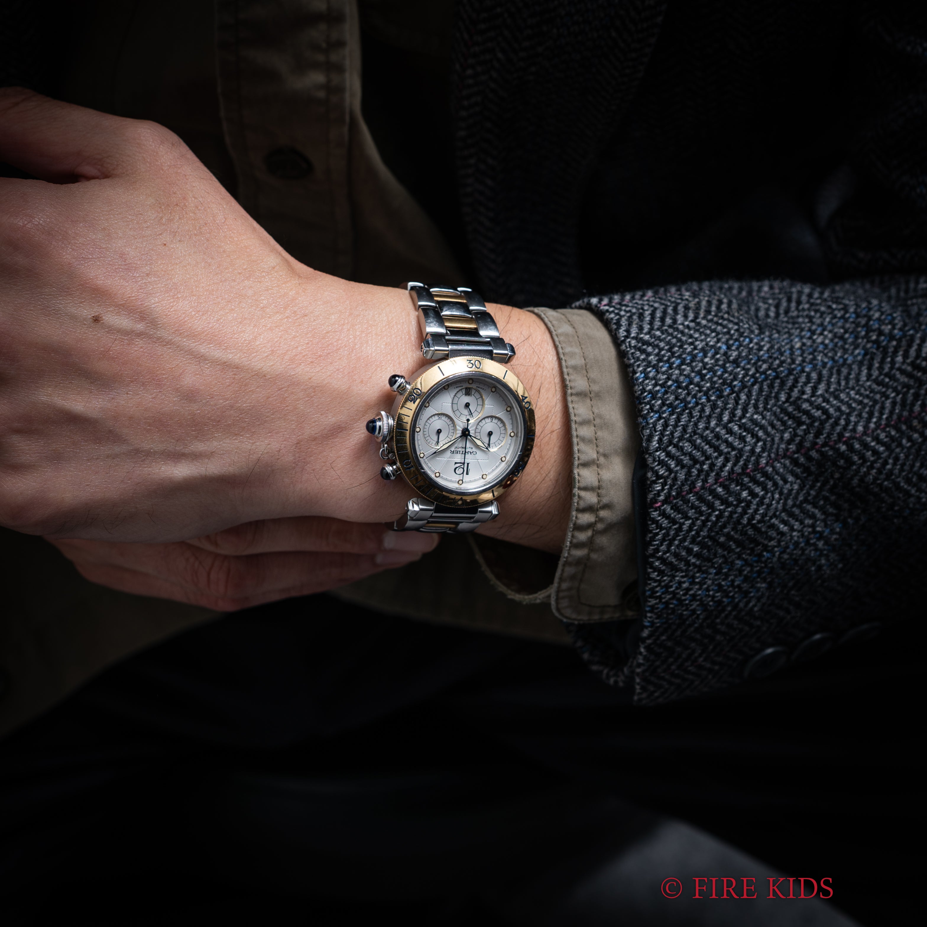 カルティエ パシャ クロノグラフ コンビ 裏スケ Ref.2113 2000年発行ギャラ付き 1990年代製