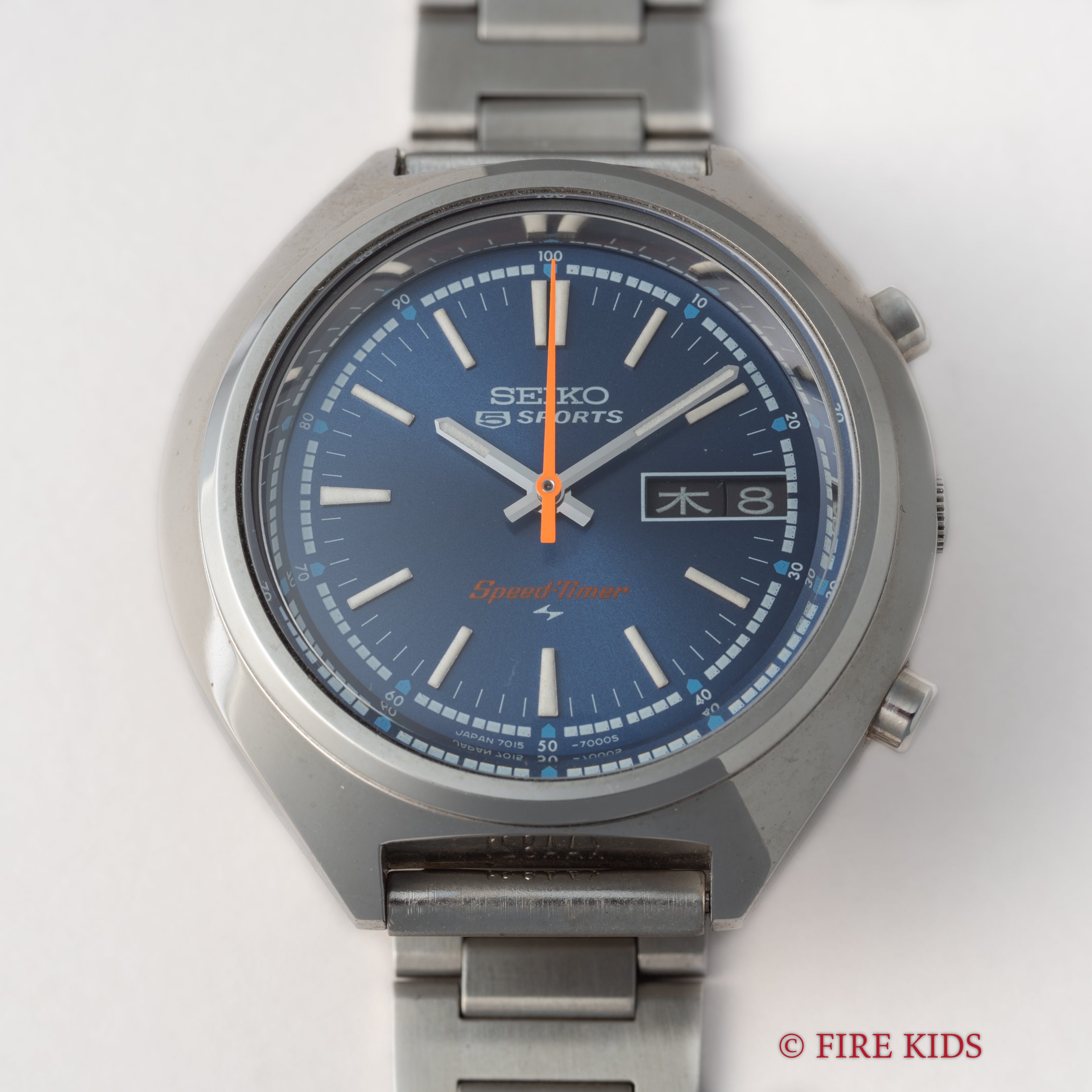 セイコー 5スポーツ スピードタイマー ブルーダイアル Ref.7015-8000 1973年製 タグ、冊子付 N.O.S