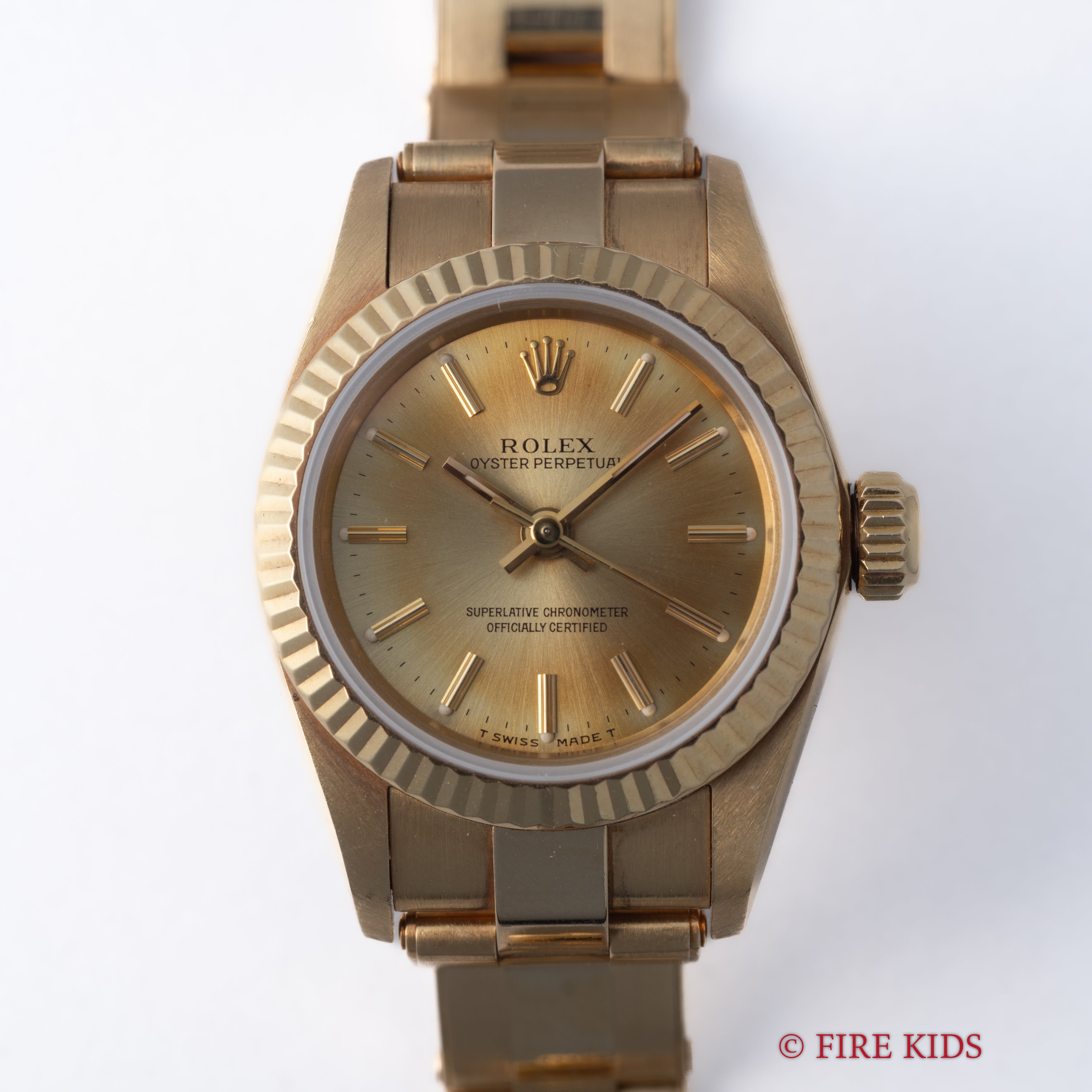 ロレックス 18金無垢オイスターパーペチュアル レディース 1991年製 Ref.67198  純正18金無垢ブレスレットノンデイト