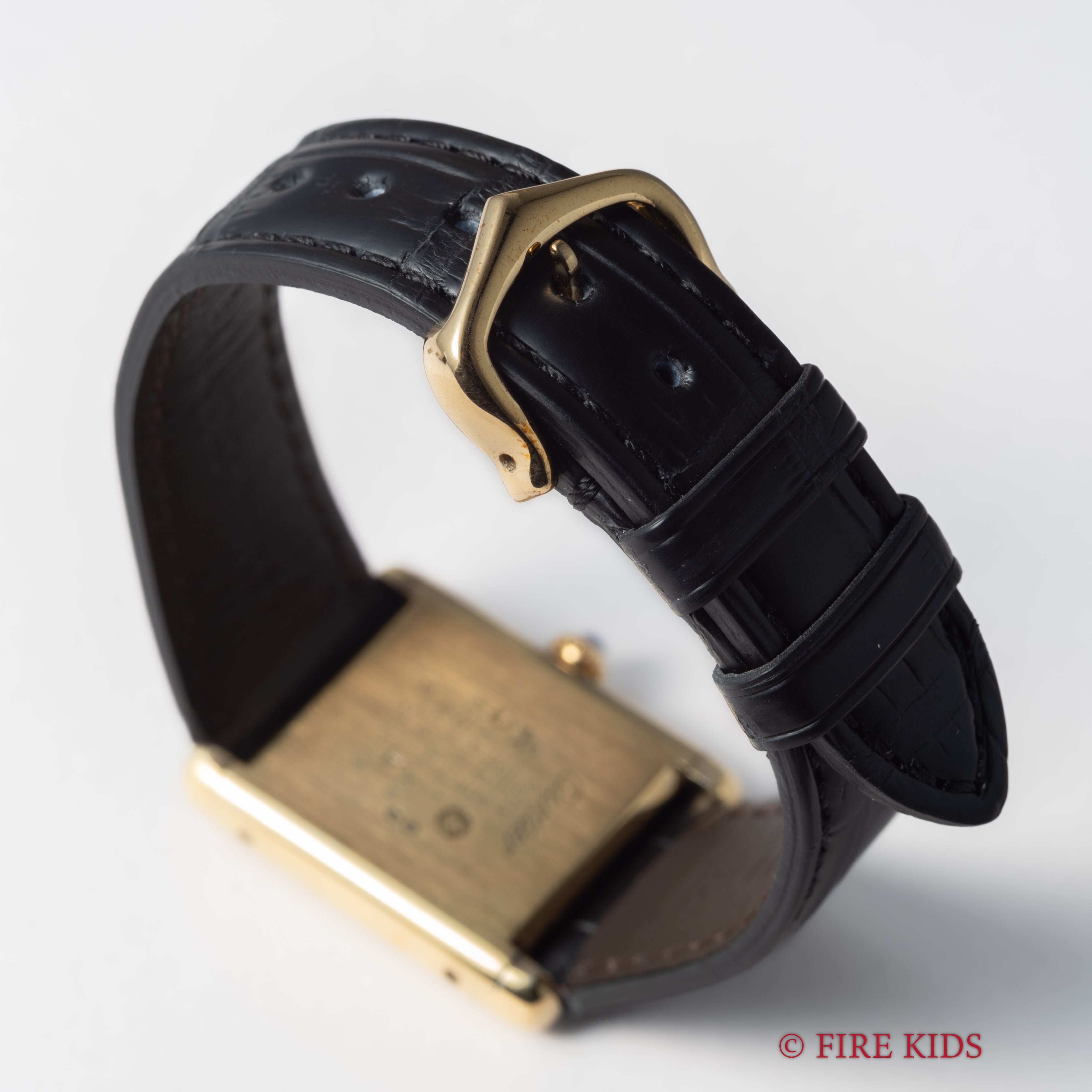 カルティエ マストタンク 1980年代製 LMサイズ ブラックローマンダイヤル 手巻 純正尾錠